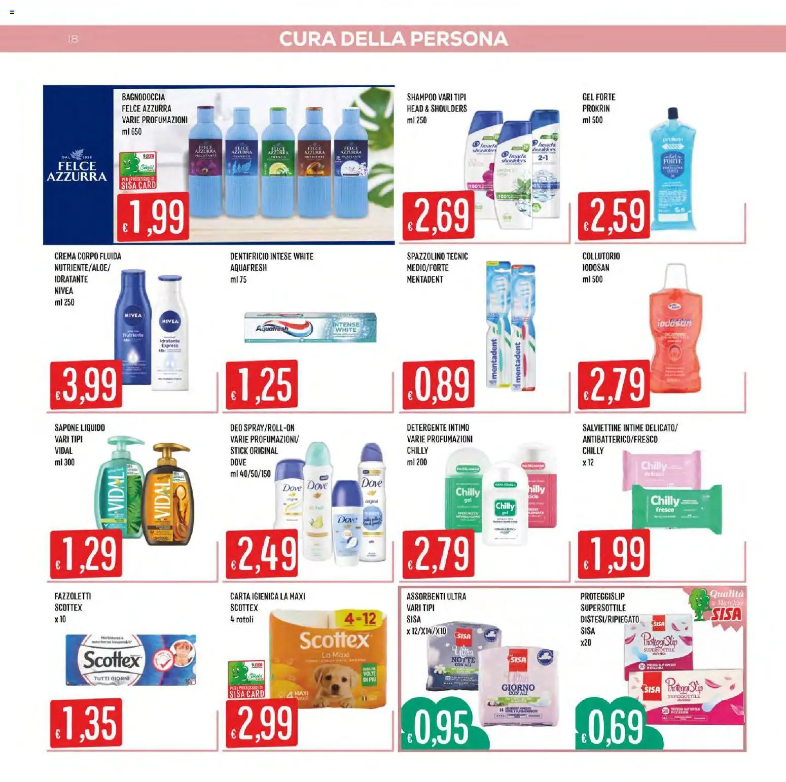 Volantino SISA del 01/10/2026 | Pagina: 18 | Prodotti: Shampoo, Crema, Collutorio, Fazzoletti