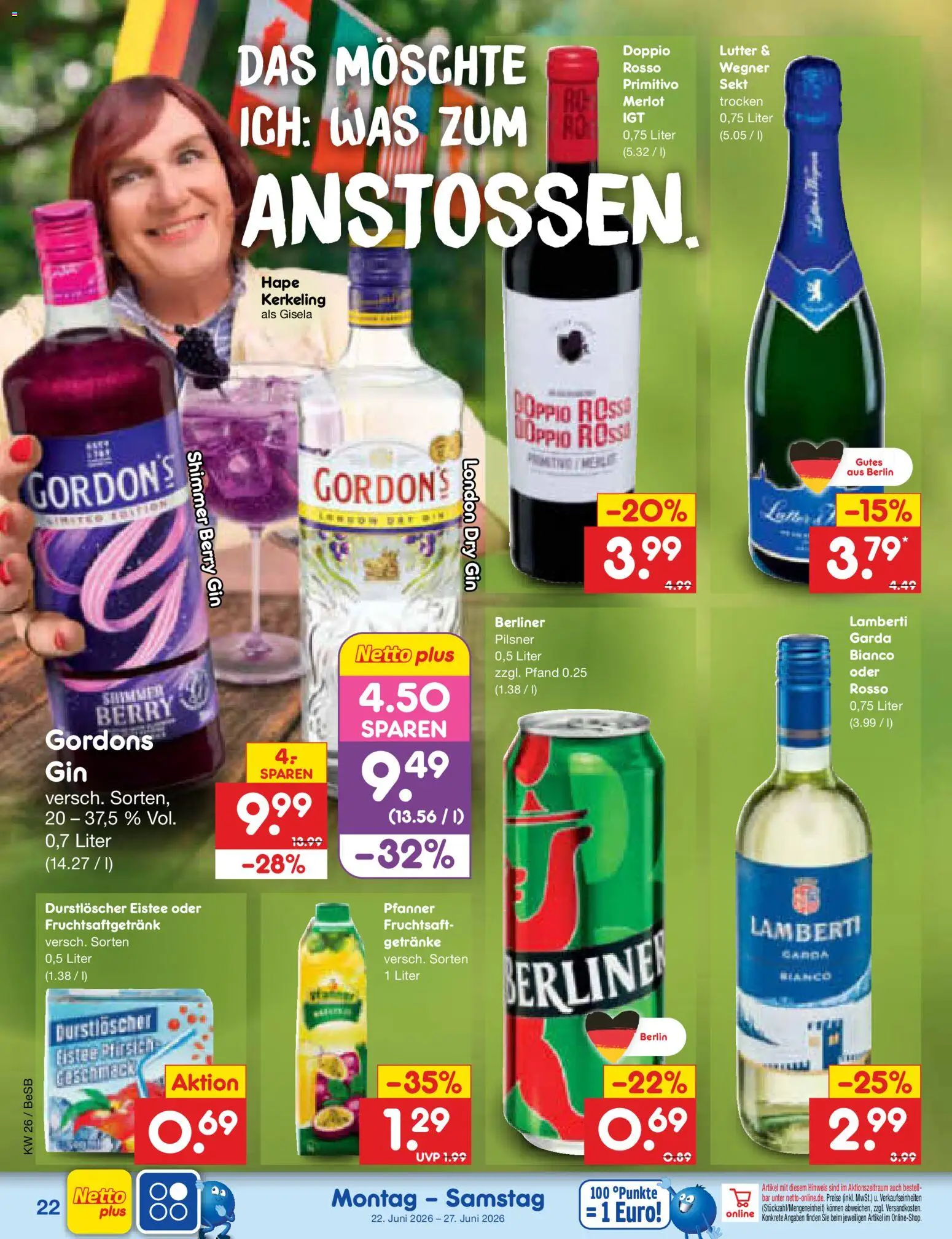 Netto Marken-Discount Prospekt – gültig ab 22.06.2026 | Seite: 30 | Produkte: Berliner, Durstloscher, Merlot, Fruchtsaft