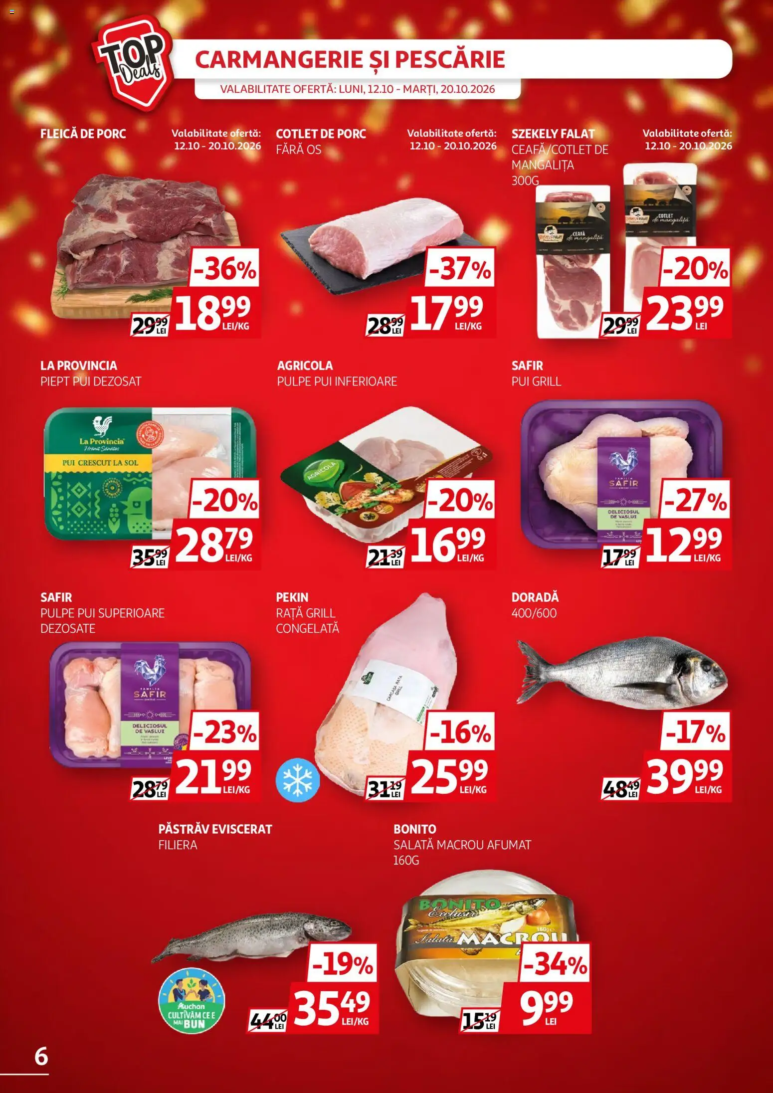 Noul catalog Auchan – valabil de la 12.10.2026 | Pagină: 6 | Produse: Carcasă, La provincia, Cotlet, Rață