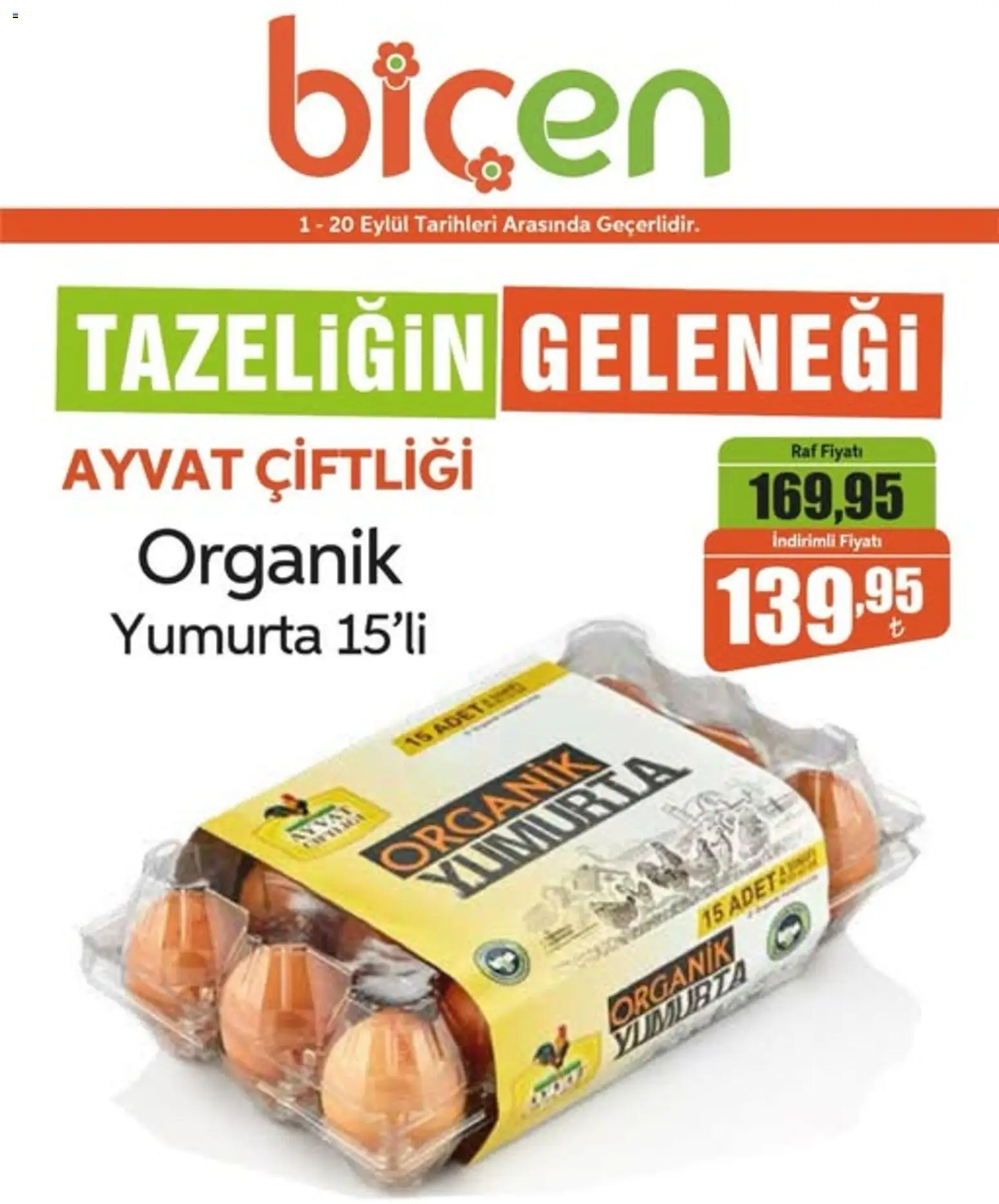 Biçen Market İndirim - 01 Eylül 2026 tarihinden itibaren geçerlidir | Sayfa: 1 | Ürünler: Raf, Yumurta