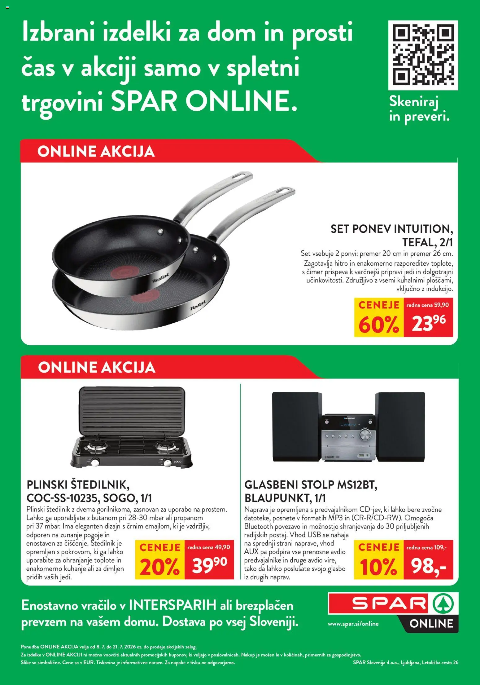 Novi Spar katalog ponudbe – veljaven od 08.07.2026 | Stran: 1 | Izdelki: Mp3, Usb, Štedilnik, Glasbeni stolp
