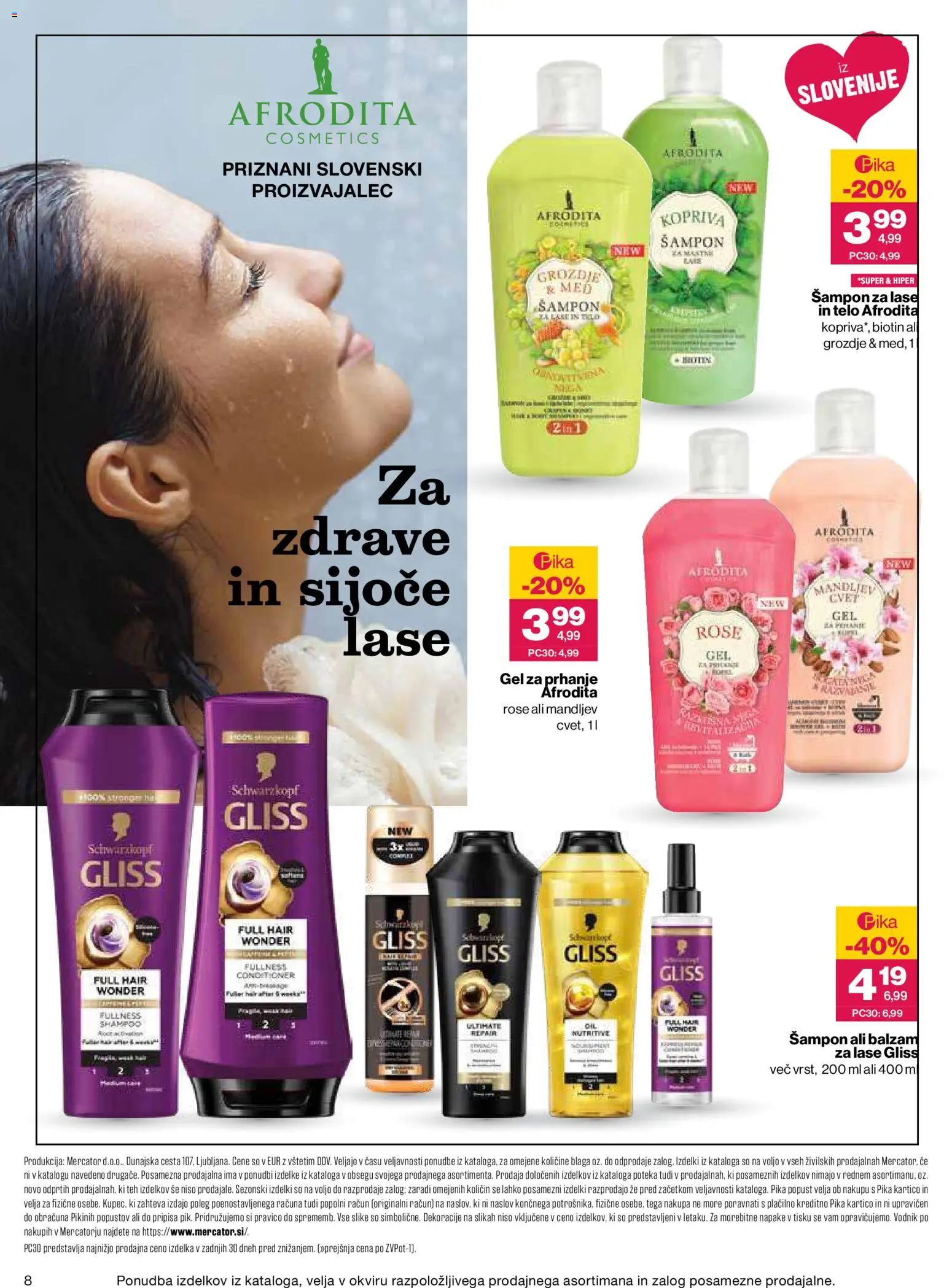 Novi Mercator katalog ponudbe – veljaven od 26.08.2026 | Stran: 8 | Izdelki: Med, Gel za prhanje, Sampon, Balzam za lase
