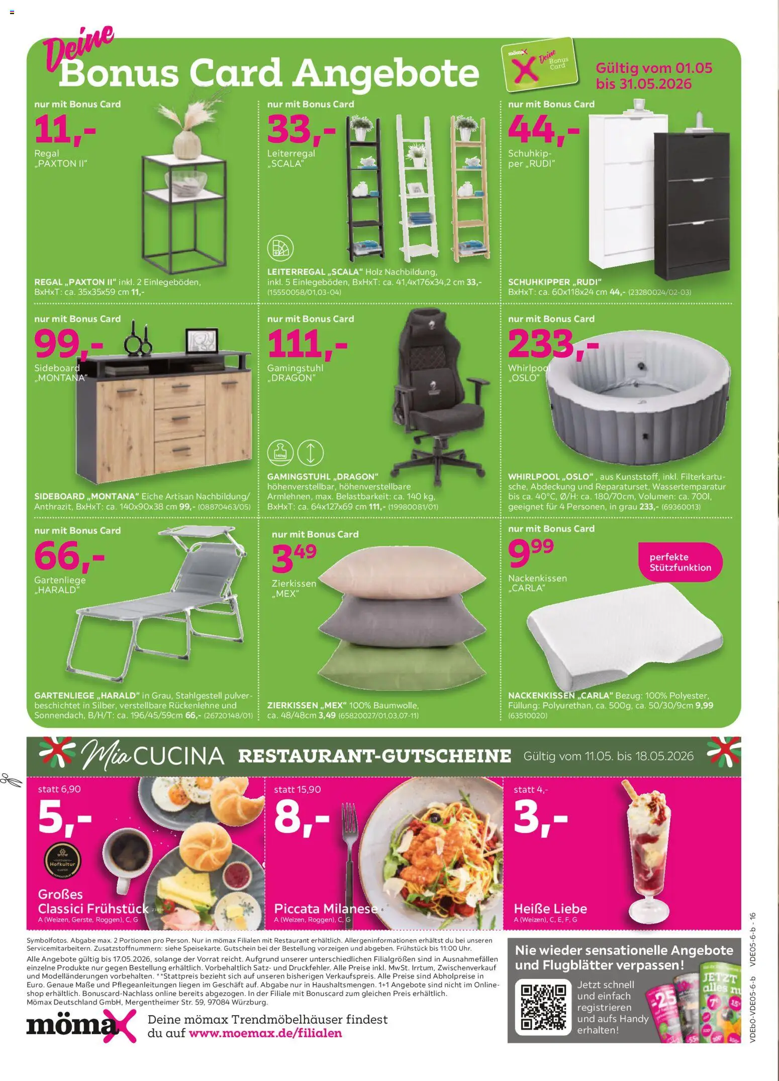 Mömax Prospekt 	 – gültig ab 11.05.2026 | Seite: 16 | Produkte: Sideboard, Regal, Schuhkipper, Gamingstuhl