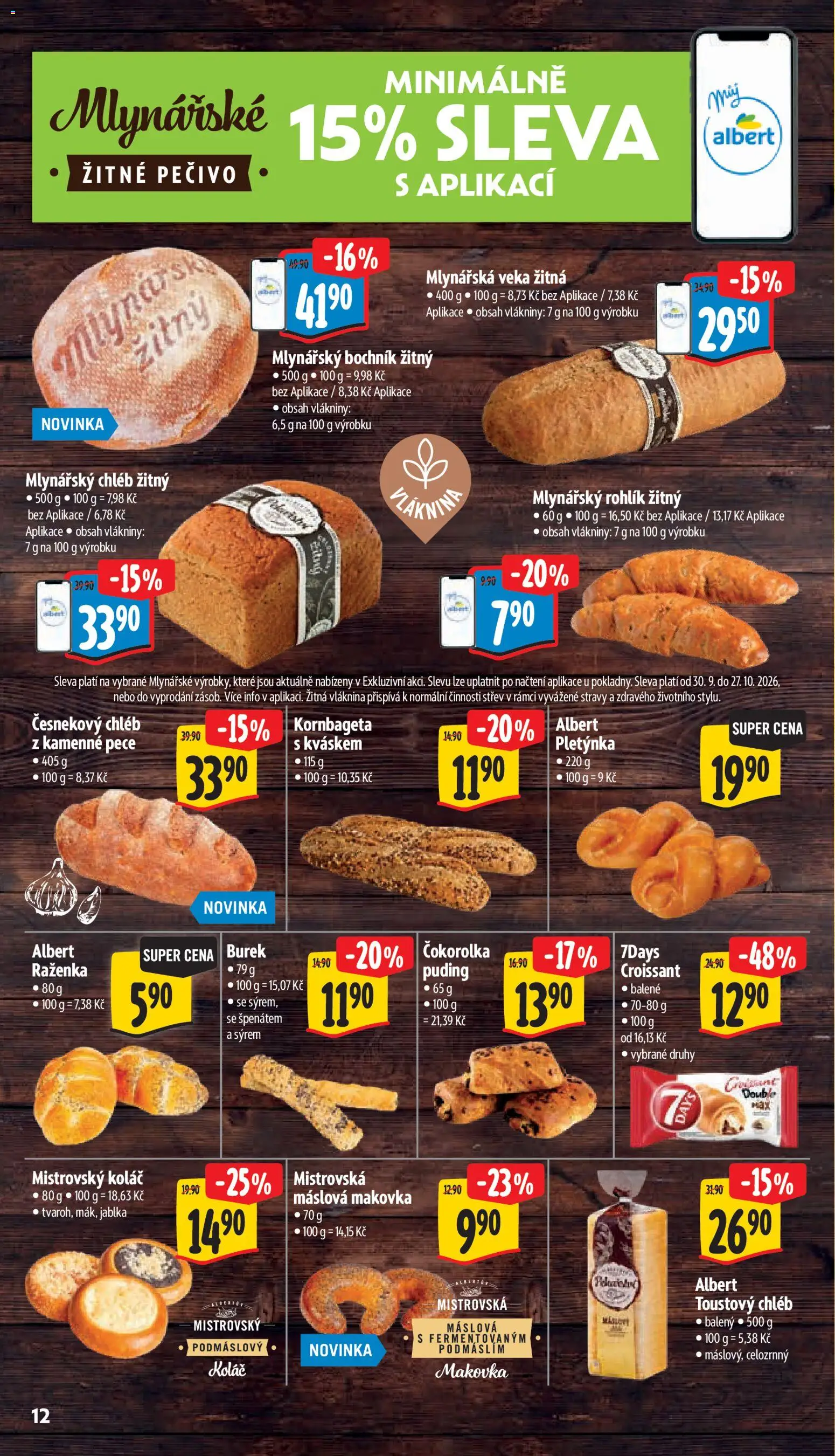 Albert leták - Hypermarket - Znojmo od 07.10.2026 | Strana: 28 | Produkty: Jablka, Rohlík, Mlynářský chléb, Žitné pečivo