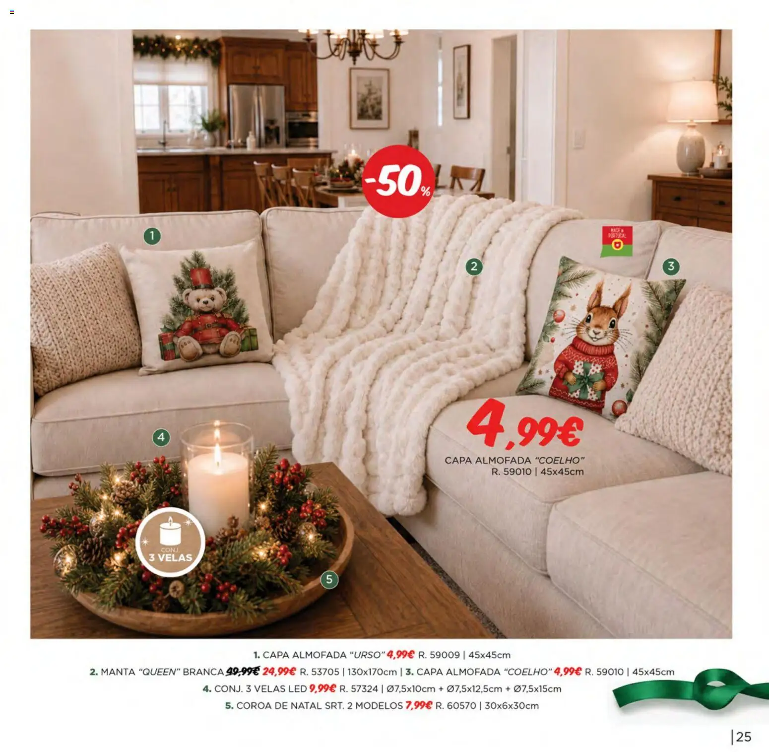 Espaço Casa Catálogo de Natal 2026 │ válido de 06/10/2026 | Página: 25 | Produtos: Almofada, Manta, Coelho, Velas
