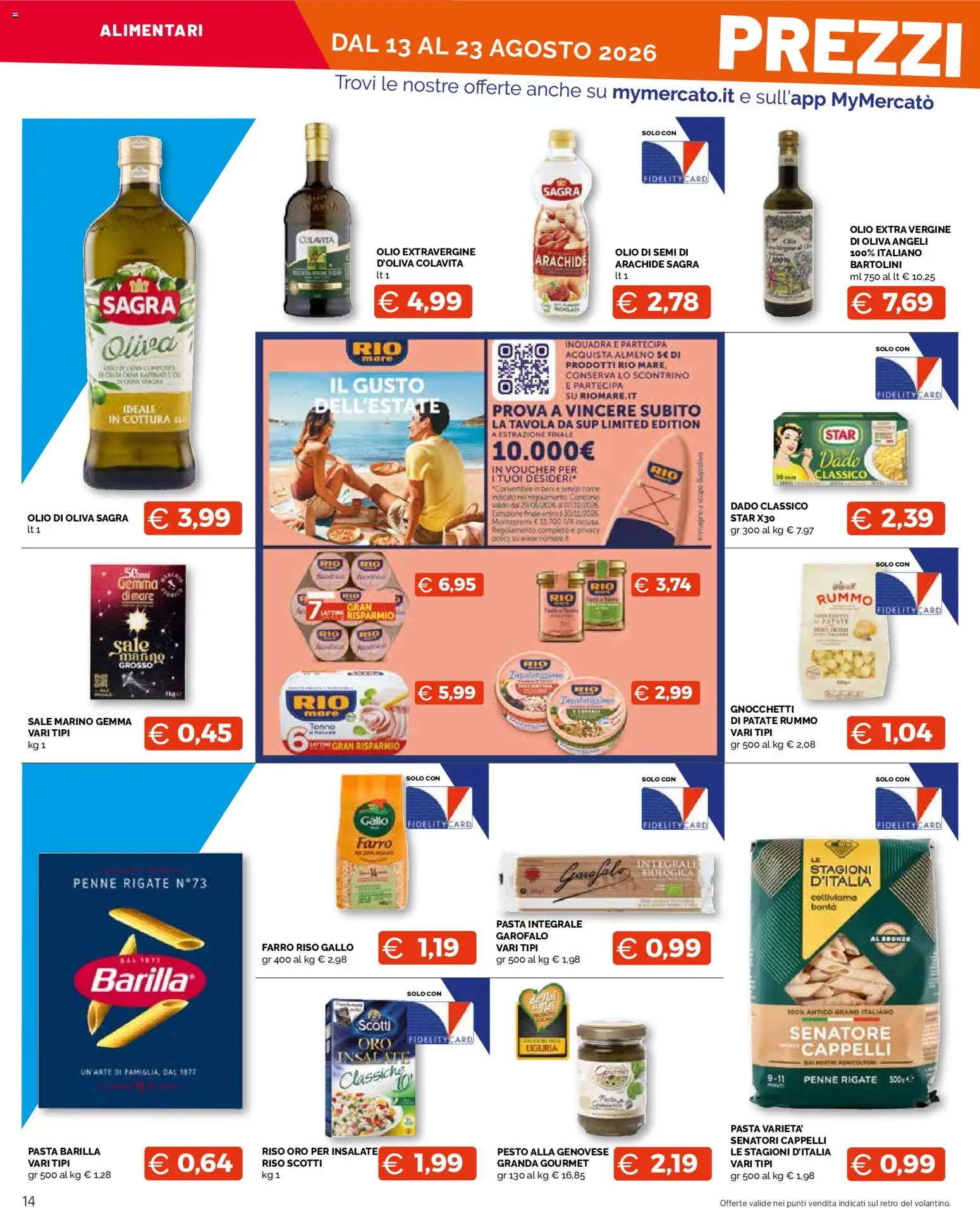 Volantino Mercatò del 13/08/2026 | Pagina: 14 | Prodotti: Garofalo, Olio, Tonno, Penne