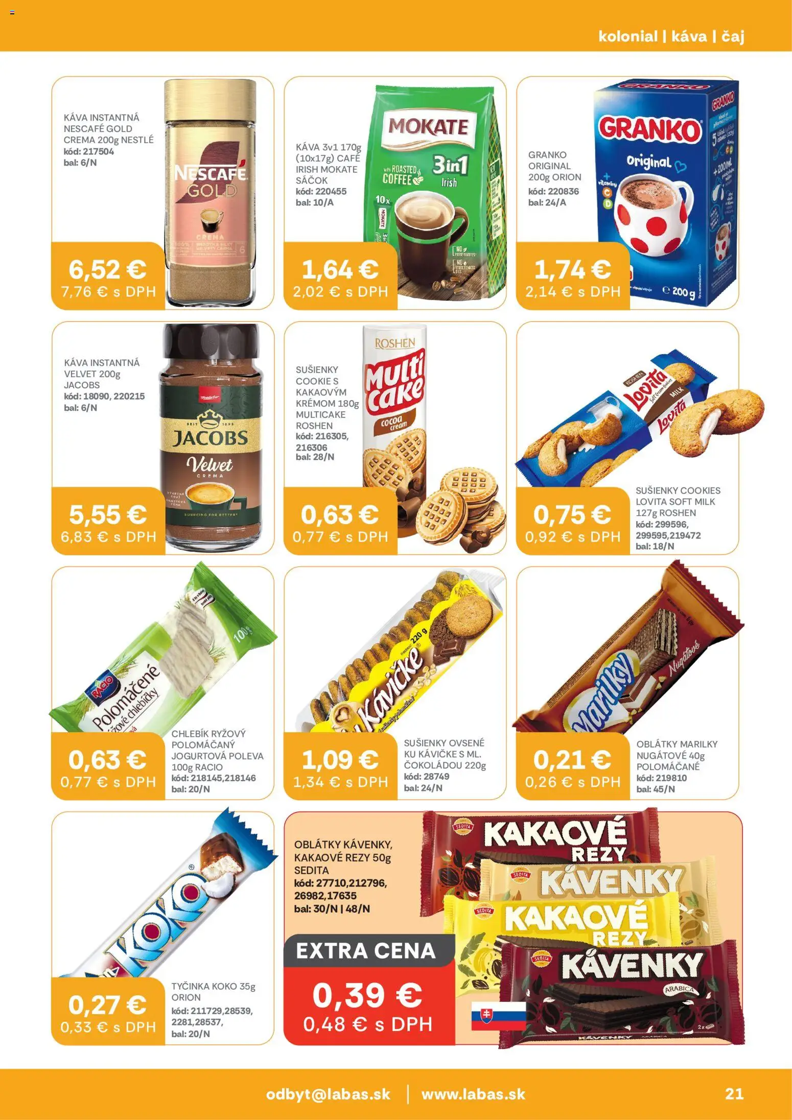 Nové Labaš akcie – leták je platný od 05.06.2026 | Strana: 21 | Produkty: Káva, Čaj, Granko, Nescafé Gold