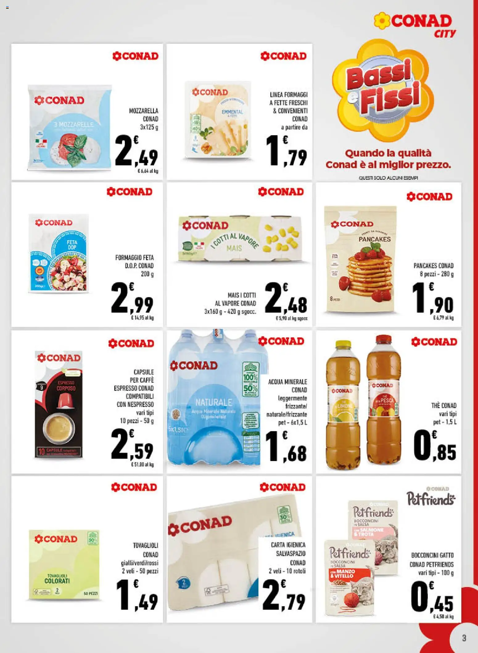 Volantino Conad del 12/08/2026 | Pagina: 3 | Prodotti: Carta igienica, Manzo, The, Emmental