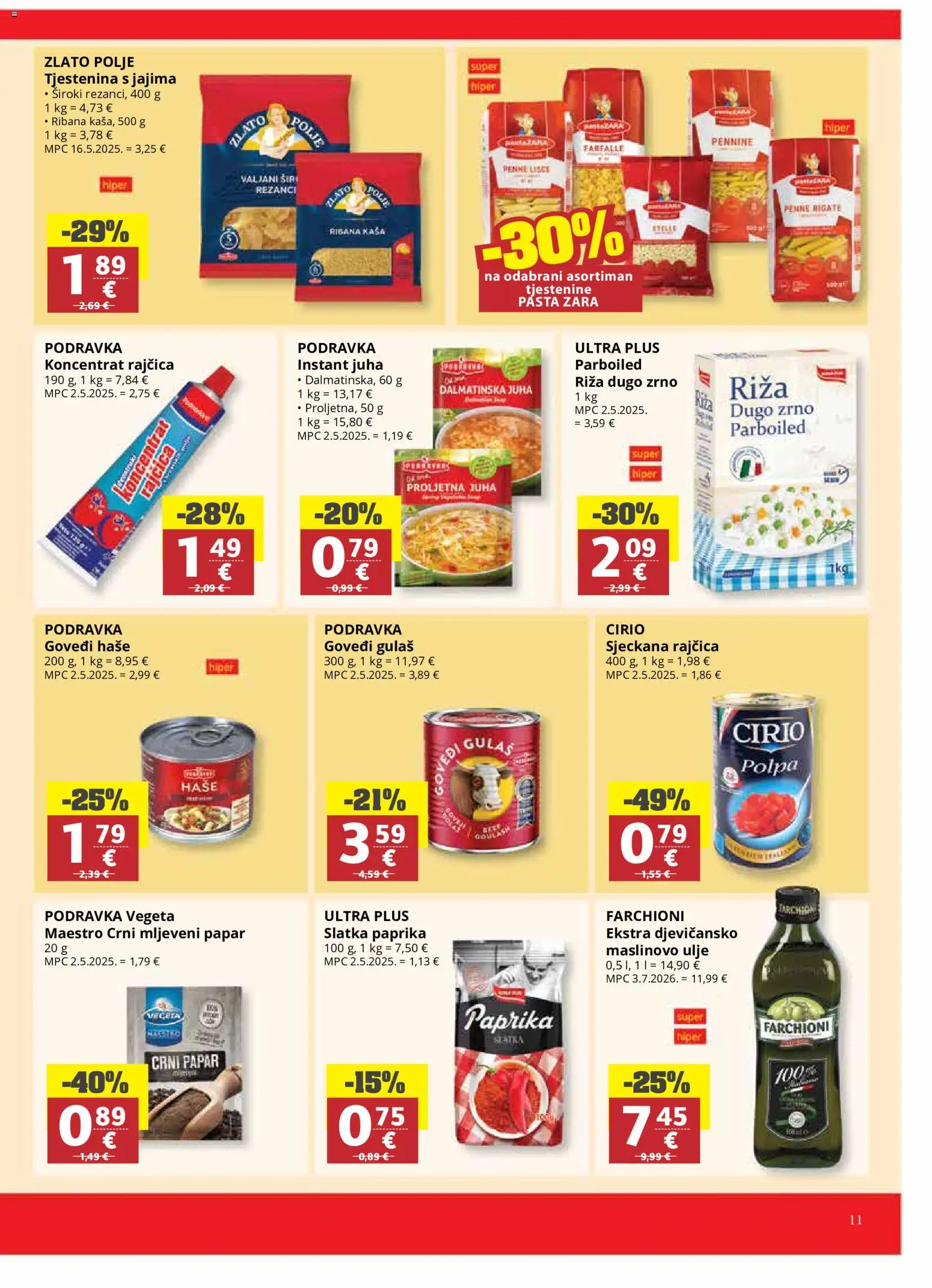 Ribola katalog | vrijedi od 19.08.2026 | Stranica: 11 | Proizvodi: Rezanci, Paprika, Tjestenina, Kaša