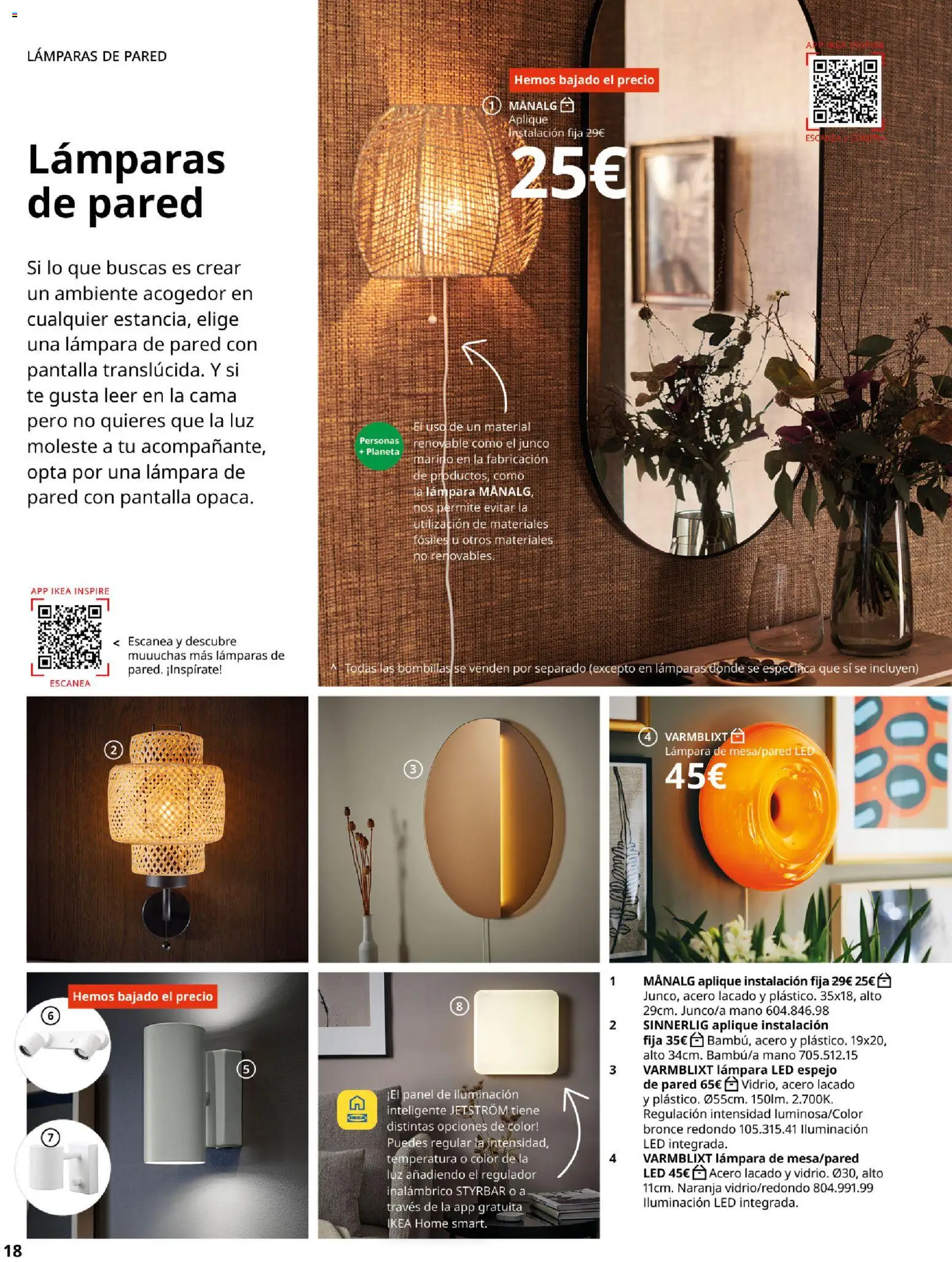 Catálogo IKEA Iluminación y hogar inteligente │ válido desde el 06.03.2026 | Página: 18 | Productos: Galette de chaise, Cama, Espejo, Lámpara