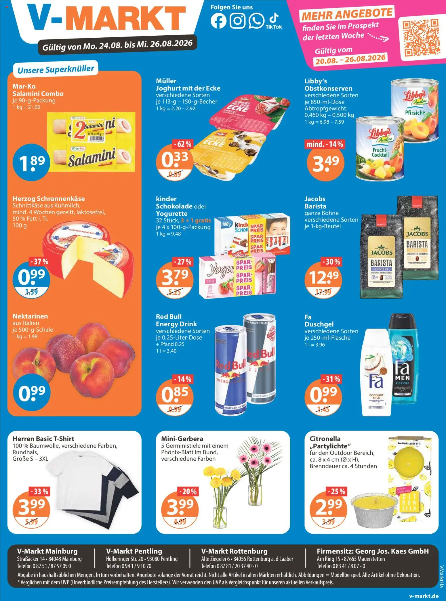 V-Markt Angebote – gültig ab 20.08.2026 | Seite: 19 | Produkte: Red bull, Energy, Nektarinen, Joghurt