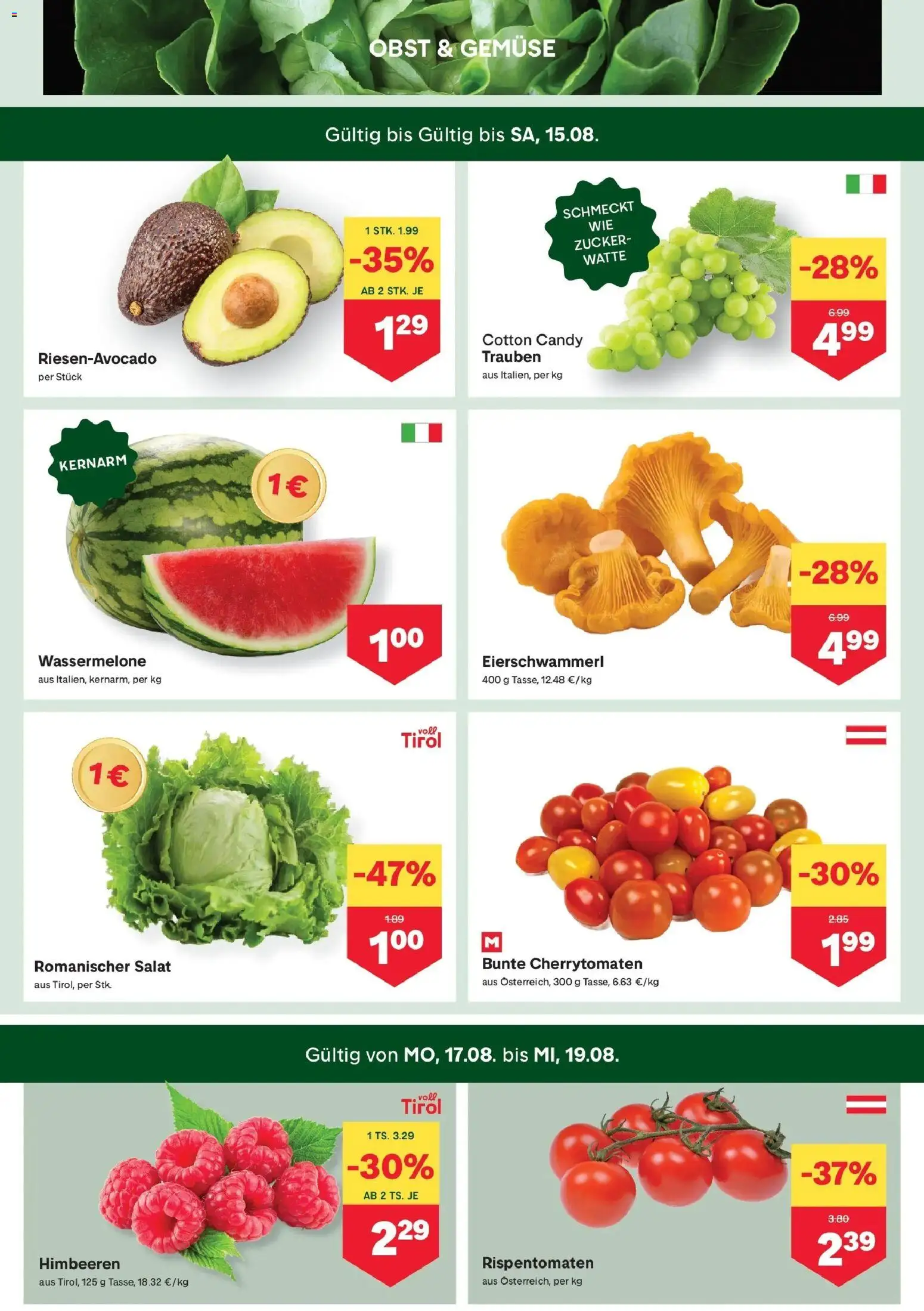 MPREIS Velden von 13.08.2026 - Aktuelle Angebote | Seite: 2 | Produkte: Salat, Obst, Zucker, Wassermelone