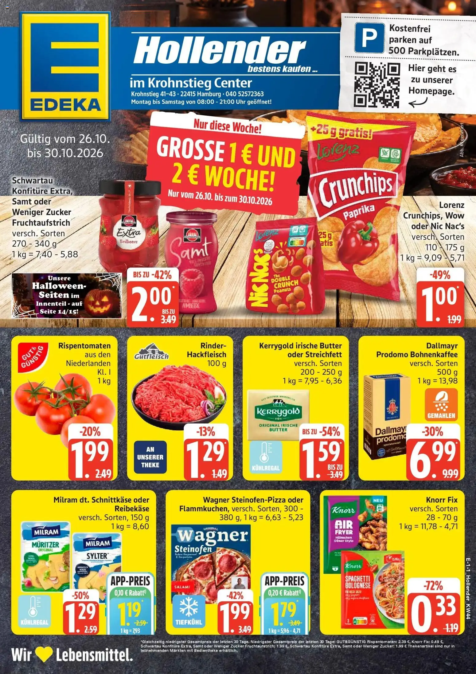 Edeka Prospekt Hamburg (ab 26.10.2026) » Angebote Online | Seite: 1 | Produkte: Theke, Dallmayr, Zucker, Salami