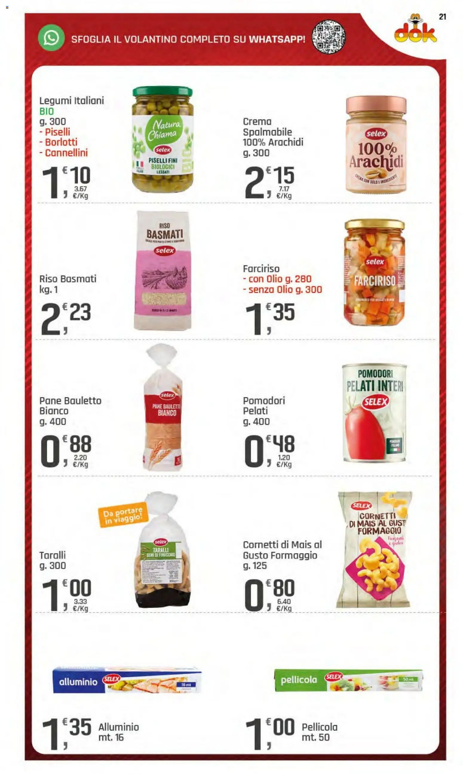 Volantino DOK del 23/07/2026 | Pagina: 21 | Prodotti: Crema, Pane, Pomodori, Piselli