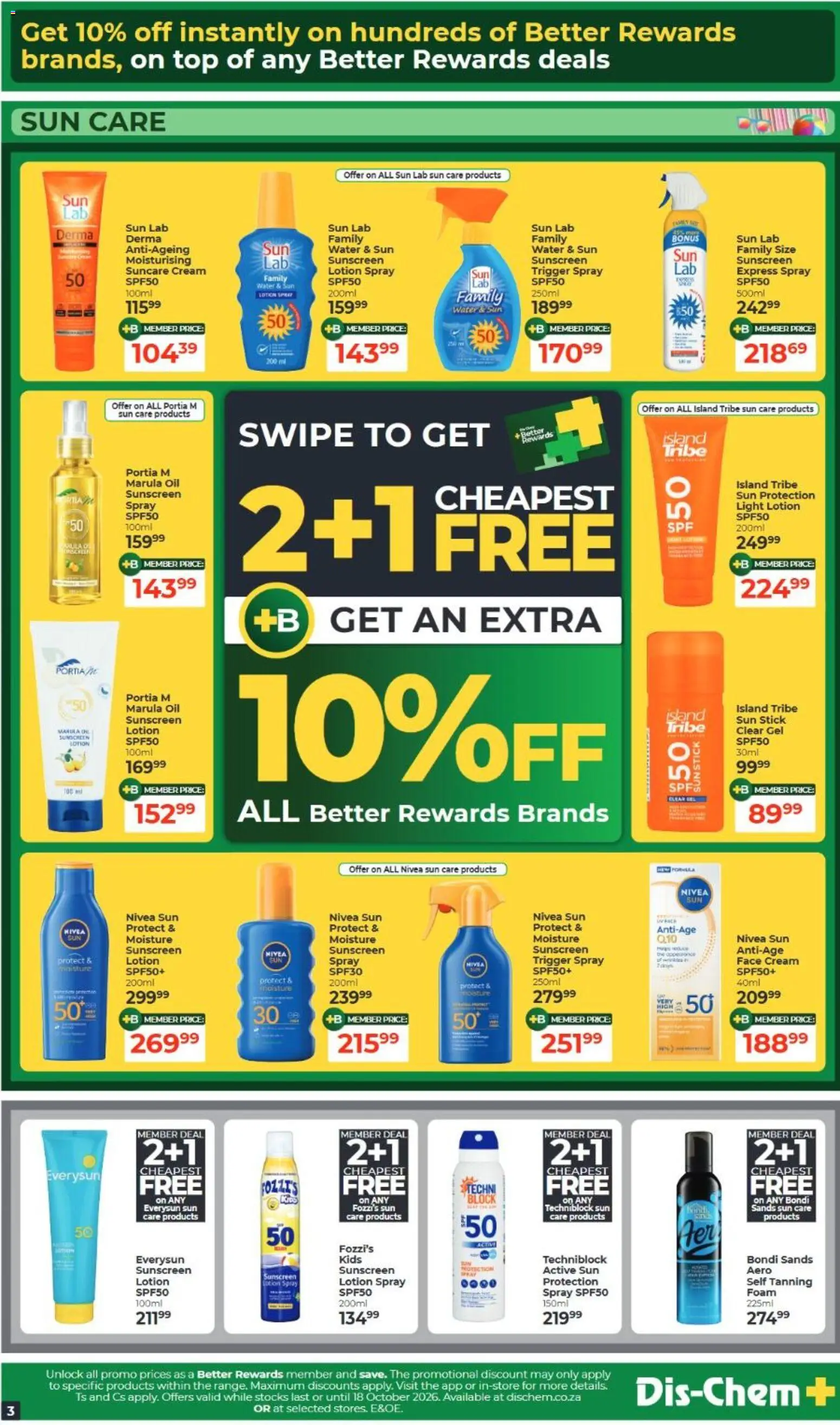 New Dis-Chem catalogue – valid from 15/09/2026 | Page: 3 | Products: Light, Sunscreen, Water, Foam