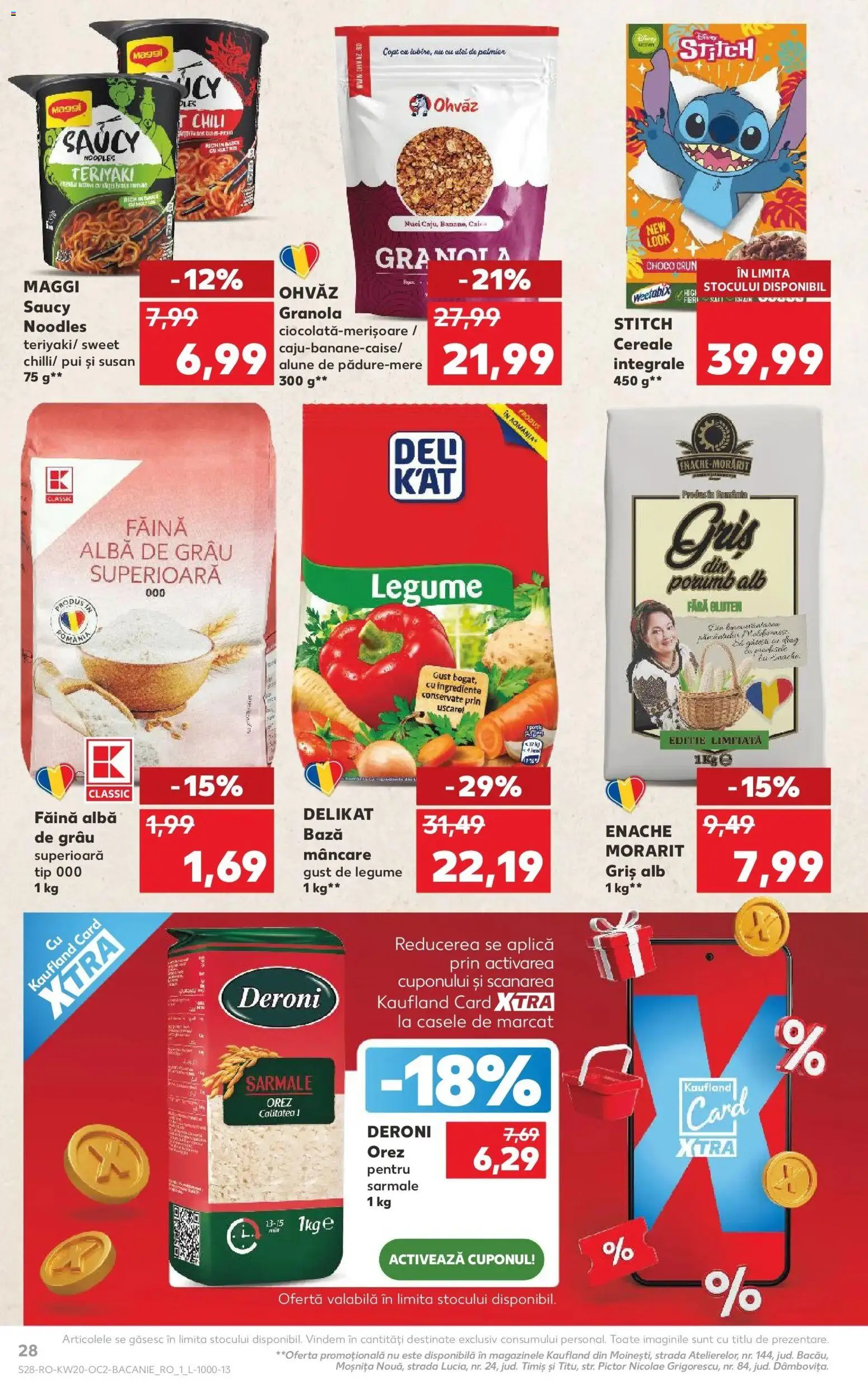 Noul catalog Kaufland – valabil de la 13.05.2026 | Pagină: 28 | Produse: Alune, Făină, Noodles, Legume
