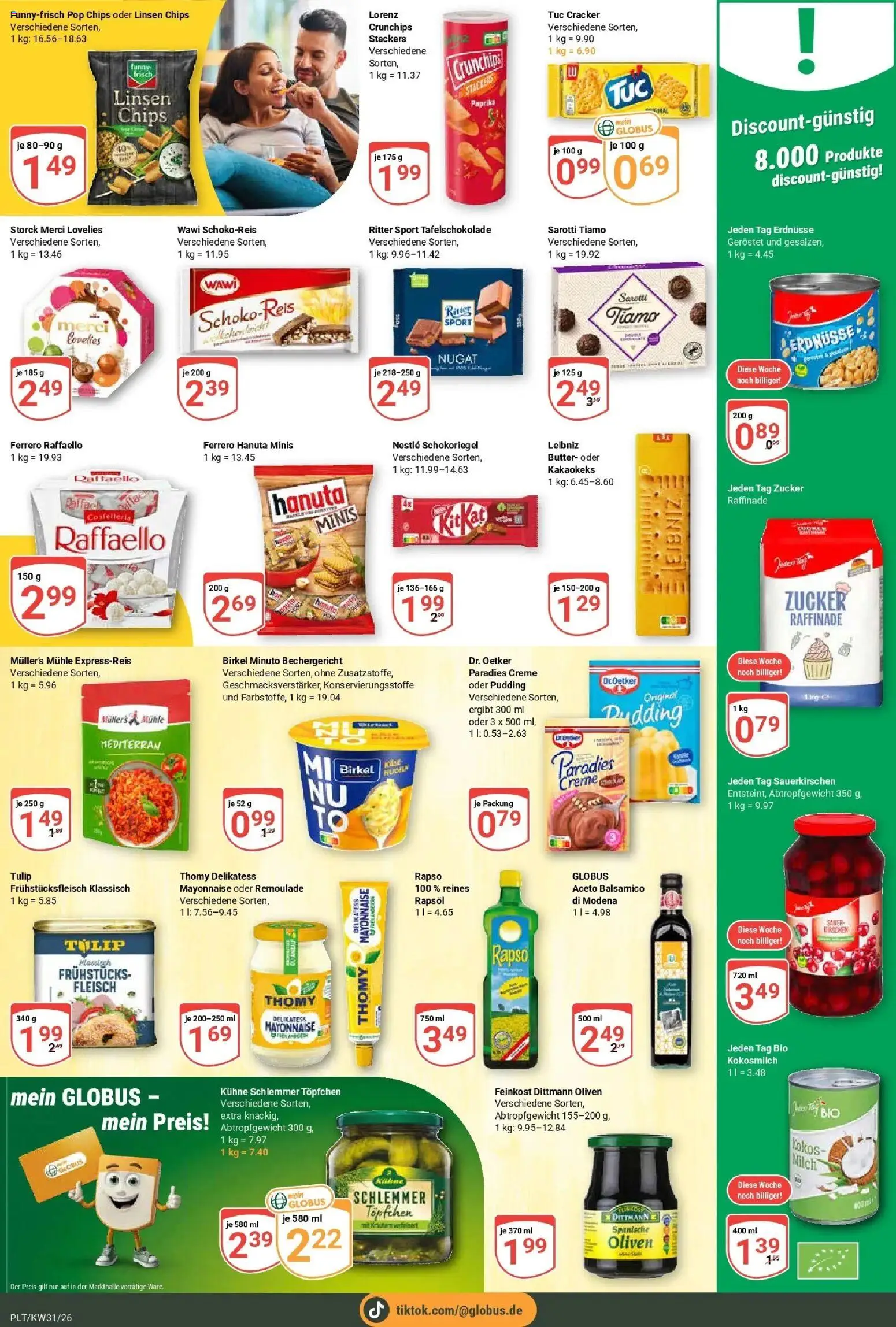 Globus Prospekt Plattling – gültig ab 20.07.2026 | Seite: 16 | Produkte: Raffaello, Mühle, Erdnüsse, Pudding
