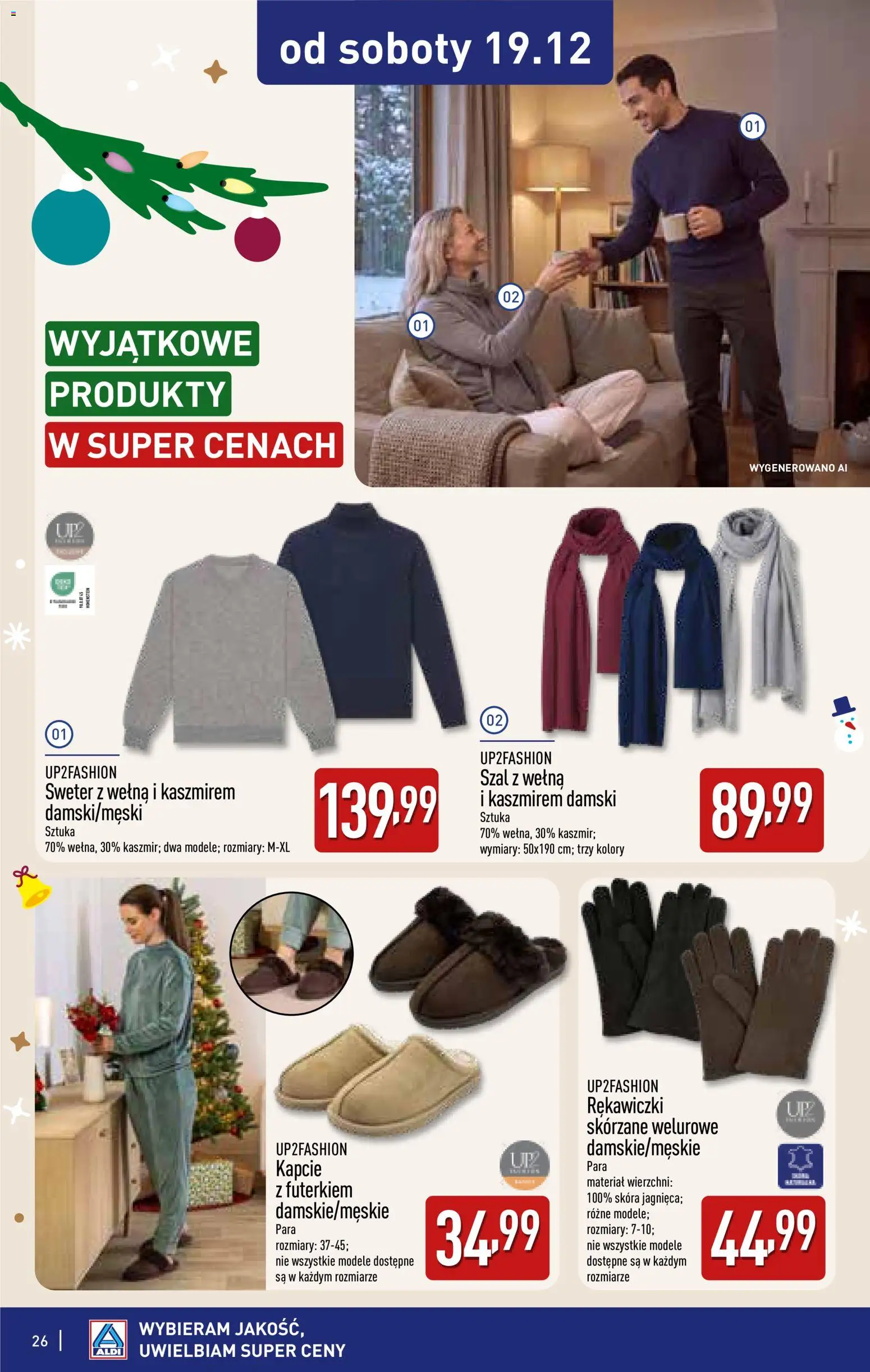 Aldi gazetka - Katalog prezentowy od 28.10.2026 | Strona: 26 | Produkty: Sweter, Kapcie, Szal, Rękawiczki