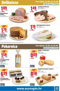 BURGUNDSKA ŠUNKA, Burgundska šunka - Pregled kataloga iz trgovine Eurospin, vrijedi od 16.09.2026 | Stranica: 7 | Proizvodi: Gorgonzola, Sir, Kruh, Burek