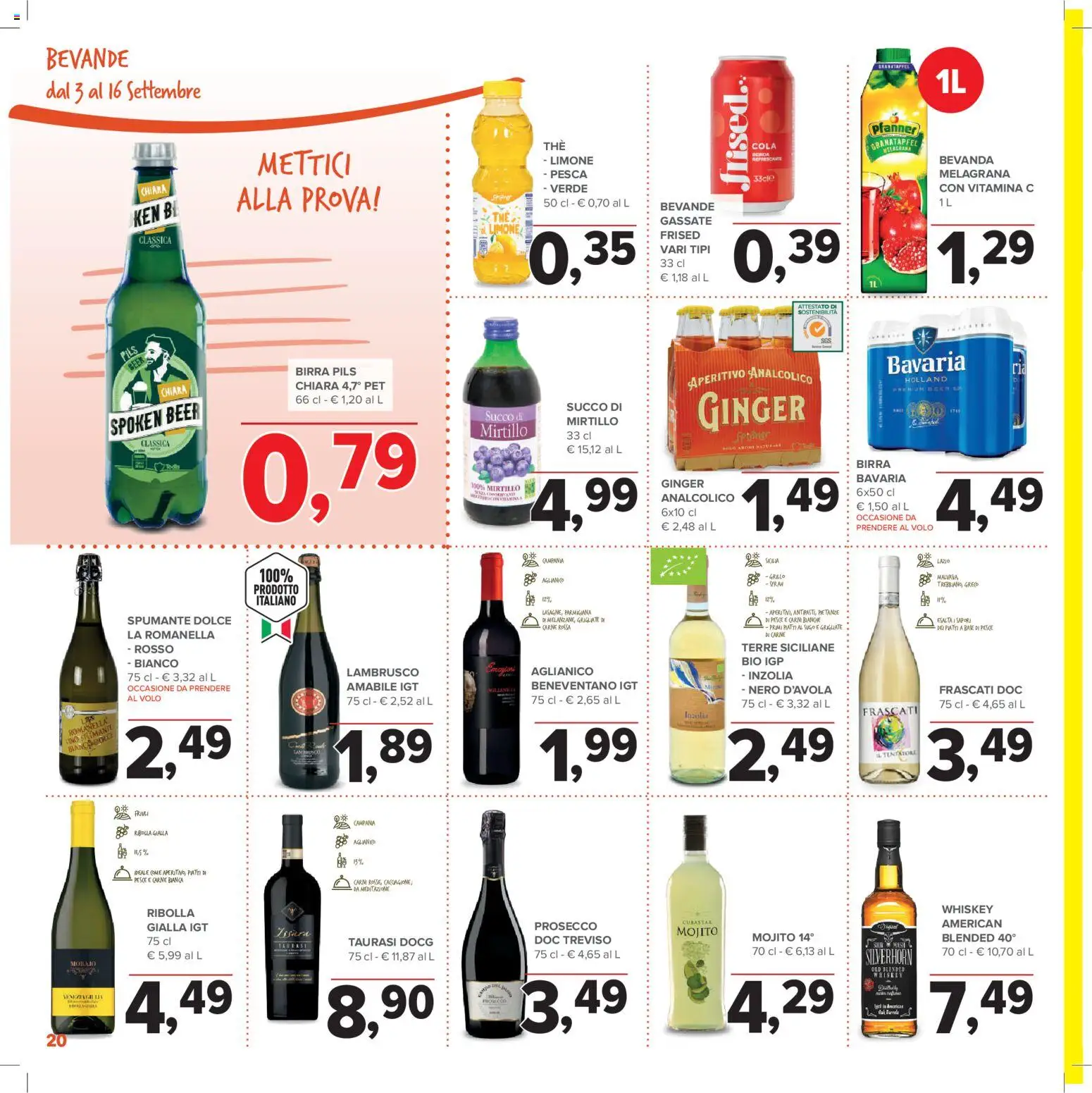 Volantino Todis del 03/09/2026 | Pagina: 20 | Prodotti: Prosecco, Bevande, Pesca, Lambrusco