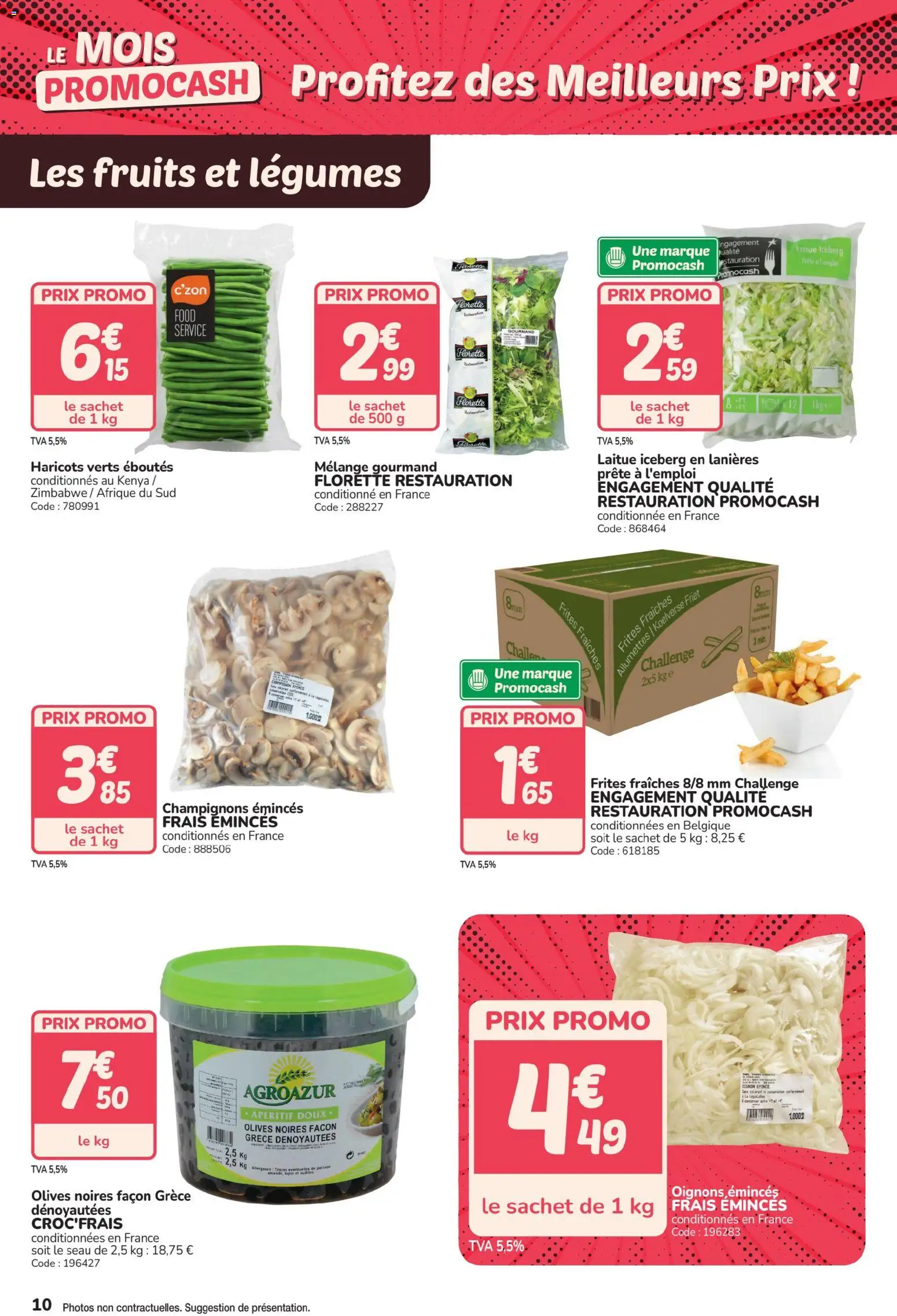 {H1} | Page: 10 | Produits: Olives, Frites, Champignon, Oignons