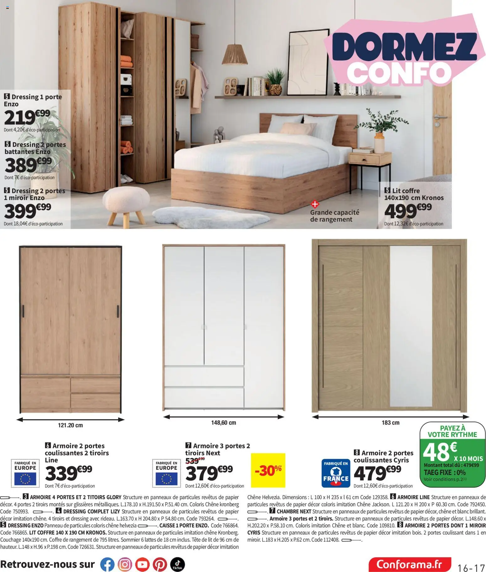 {H1} | Page: 17 | Produits: Tête de lit, Porte, Tiroirs, Dressing