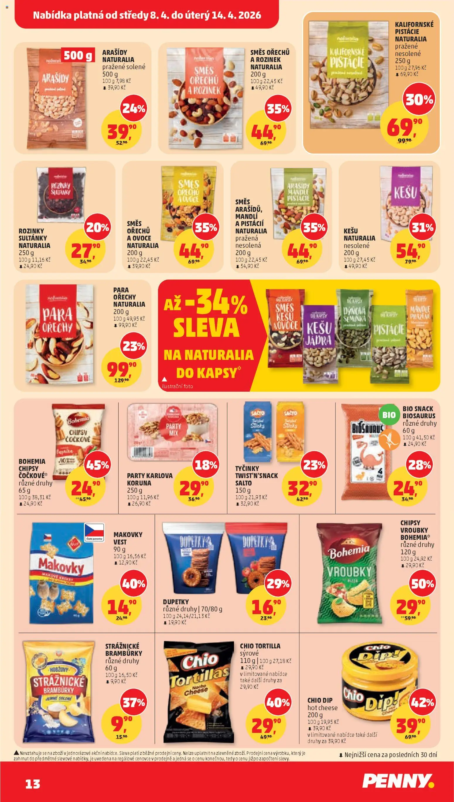 Penny Market leták od 08.04.2026 | Strana: 13 | Produkty: Kešu, Ovoce, Ořechy, Dupetky