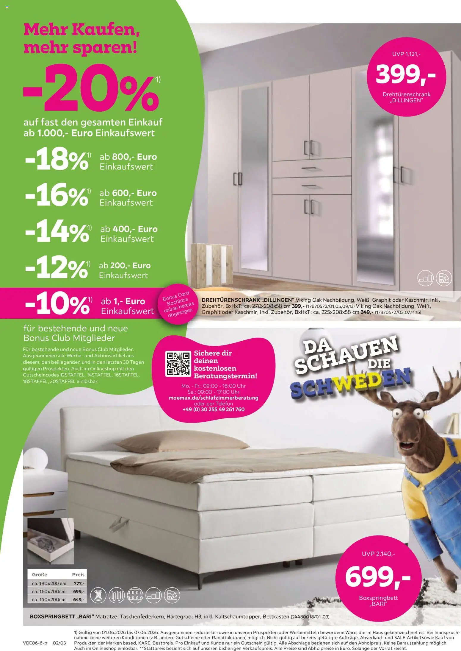 Mömax Prospekt – gültig ab 01.06.2026 | Seite: 2 | Produkte: Matratze, Boxspringbett, Telefon, Uhr
