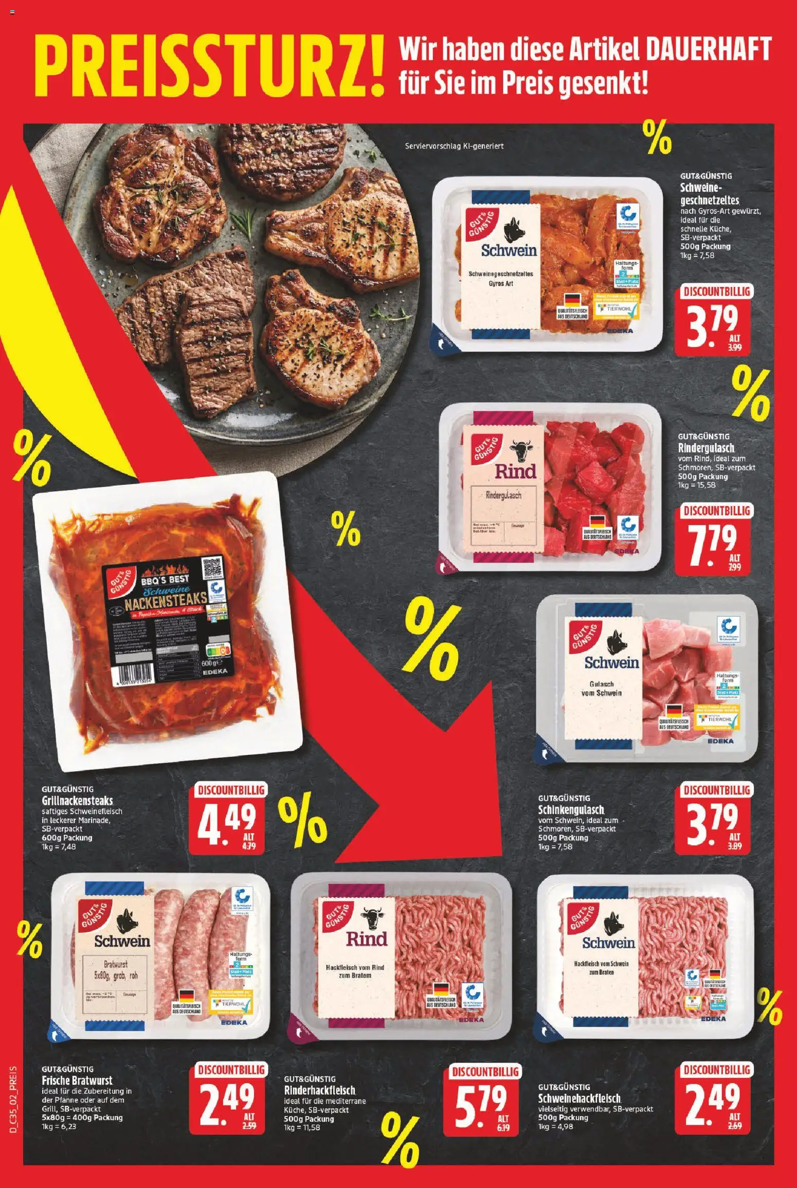 E center Prospekt – gültig ab 24.08.2026 | Seite: 5 | Produkte: Rindergulasch, Bratwurst, Gyros, Gulasch