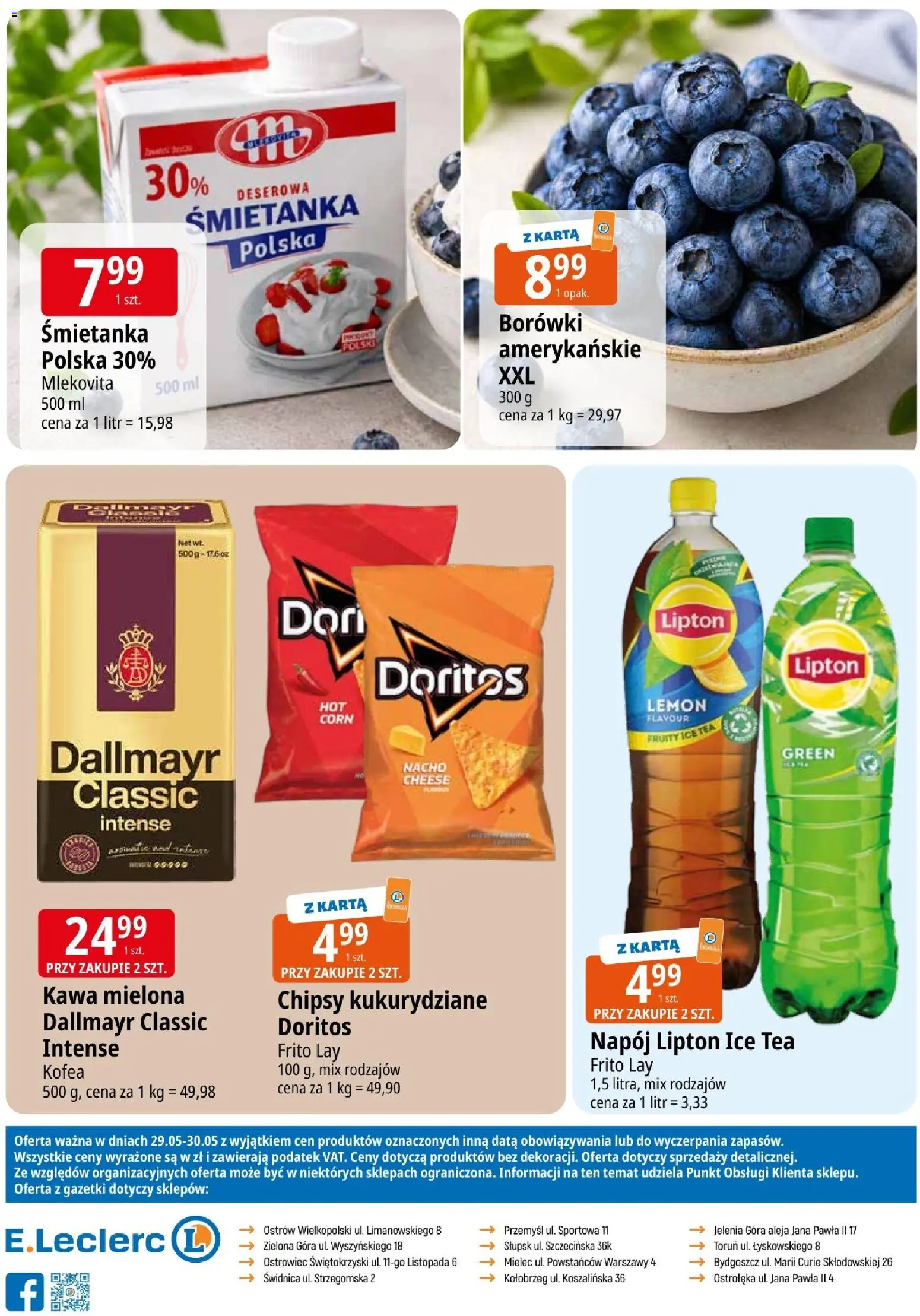 E.Leclerc gazetka - Zielona Góra od 29.05.2026 | Strona: 2 | Produkty: Karta, Chipsy, Ice Tea, Kawa