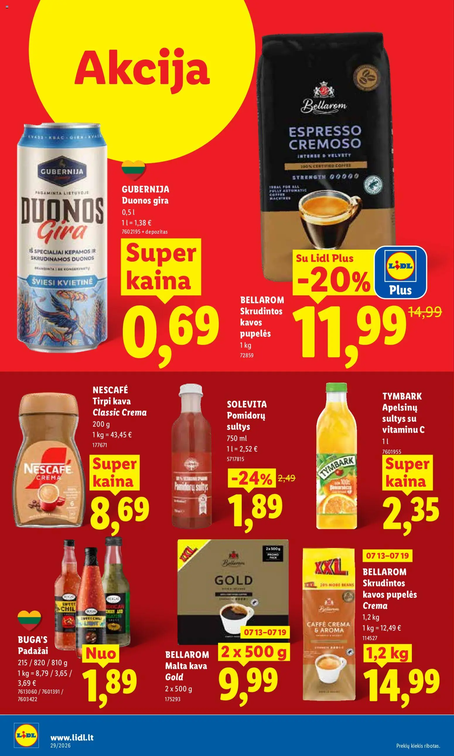 LIDL akcijos nuo 2026.07.13 | Puslapis: 30 | Prekių: Pupelės, Kavos pupelės, Kava, Sultys