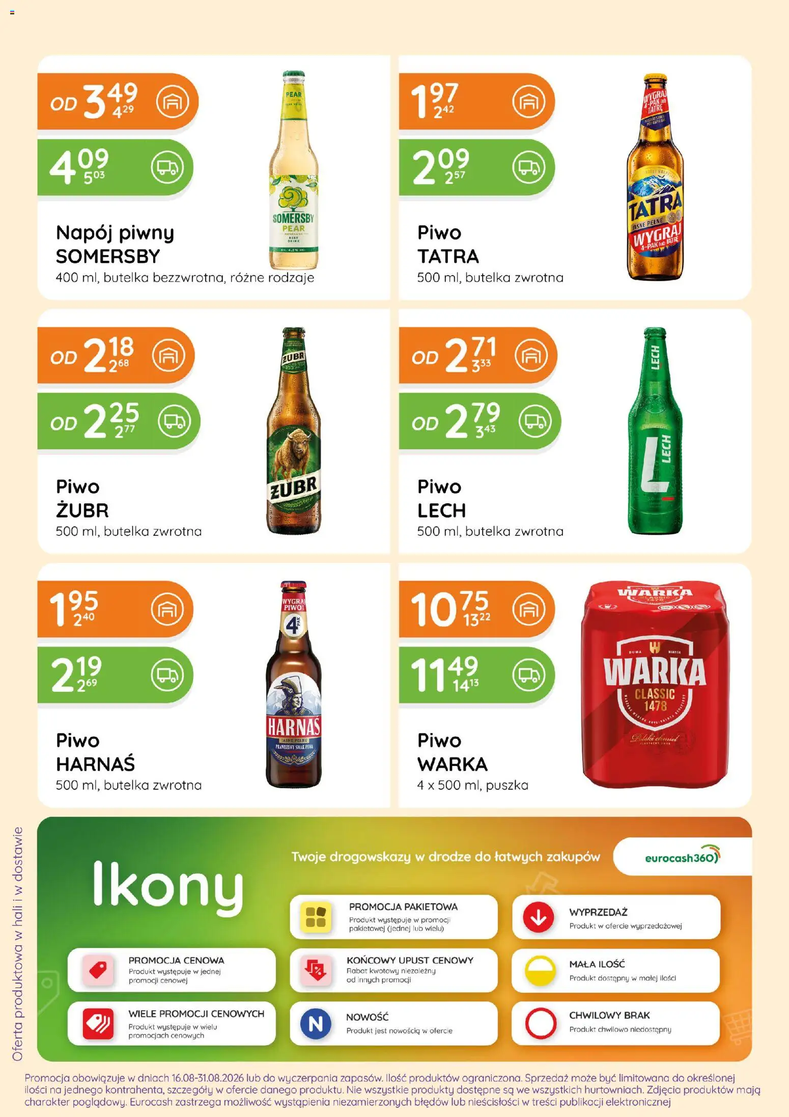 Eurocash gazetka - Ofensywa Alkoholowa od 16.08.2026 | Strona: 4 | Produkty: Piwo żubr, Lech, Harnaś, Somersby