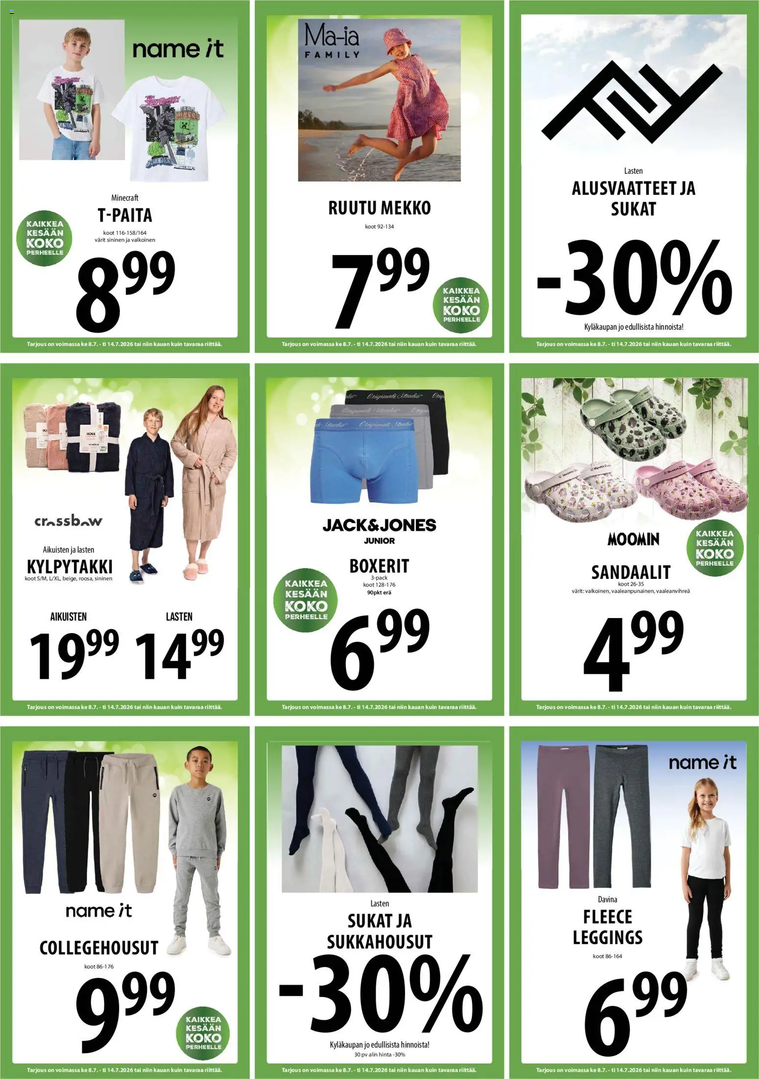Tuuri tarjoukset – voimassa 08/07/2026 alkaen | Sivu: 20 | Tuotteet: Alusvaatteet, Sukat, Sandaalit, Mekko