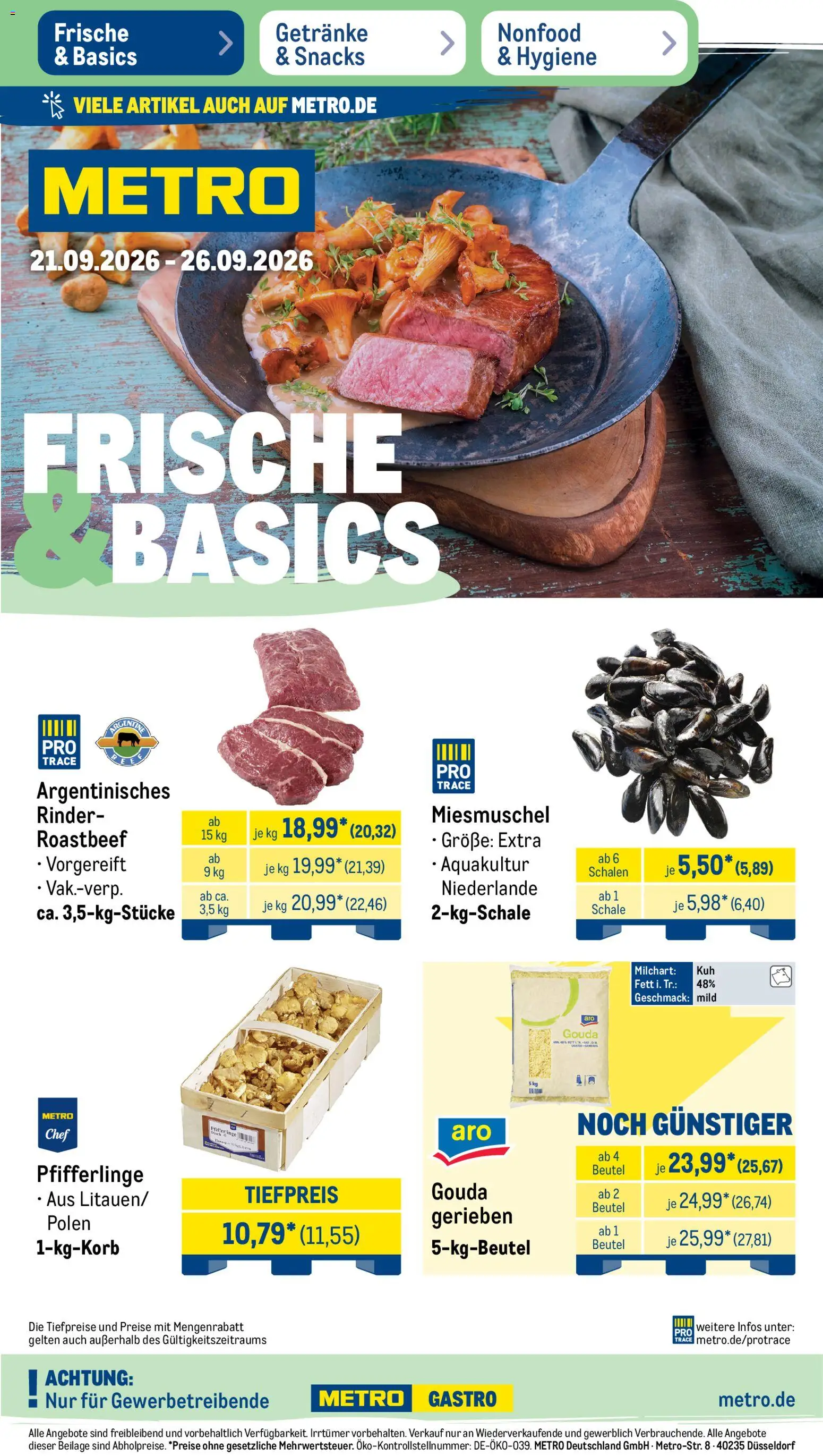 Metro NonFood-Angebote – gültig ab 21.09.2026 | Seite: 29 | Produkte: Gouda, Roastbeef, Pfifferlinge