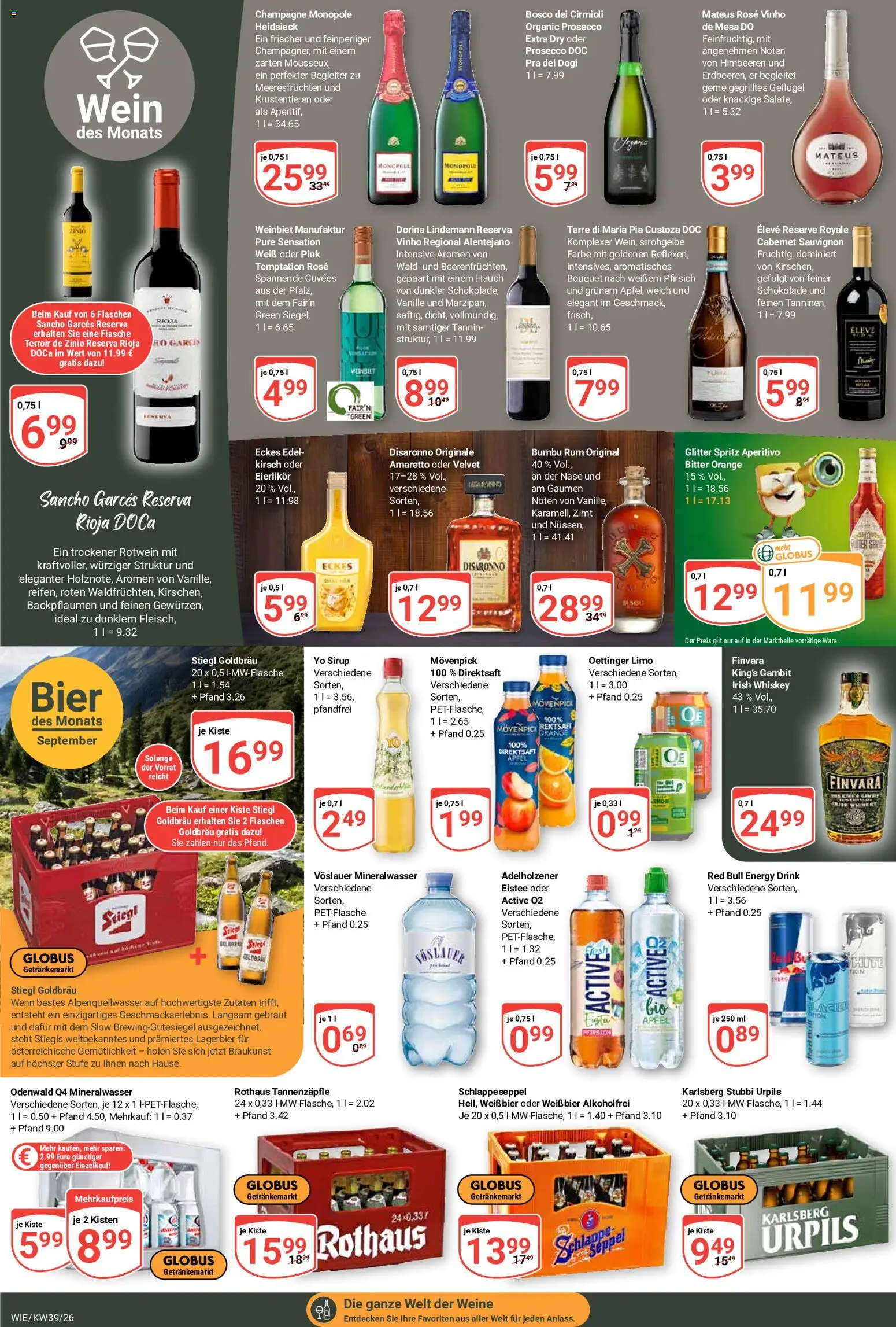 Globus Prospekt Waghäusel-Wiesental – gültig ab 21.09.2026 | Seite: 23 | Produkte: Sirup, Mineralwasser, Vanille, Whiskey