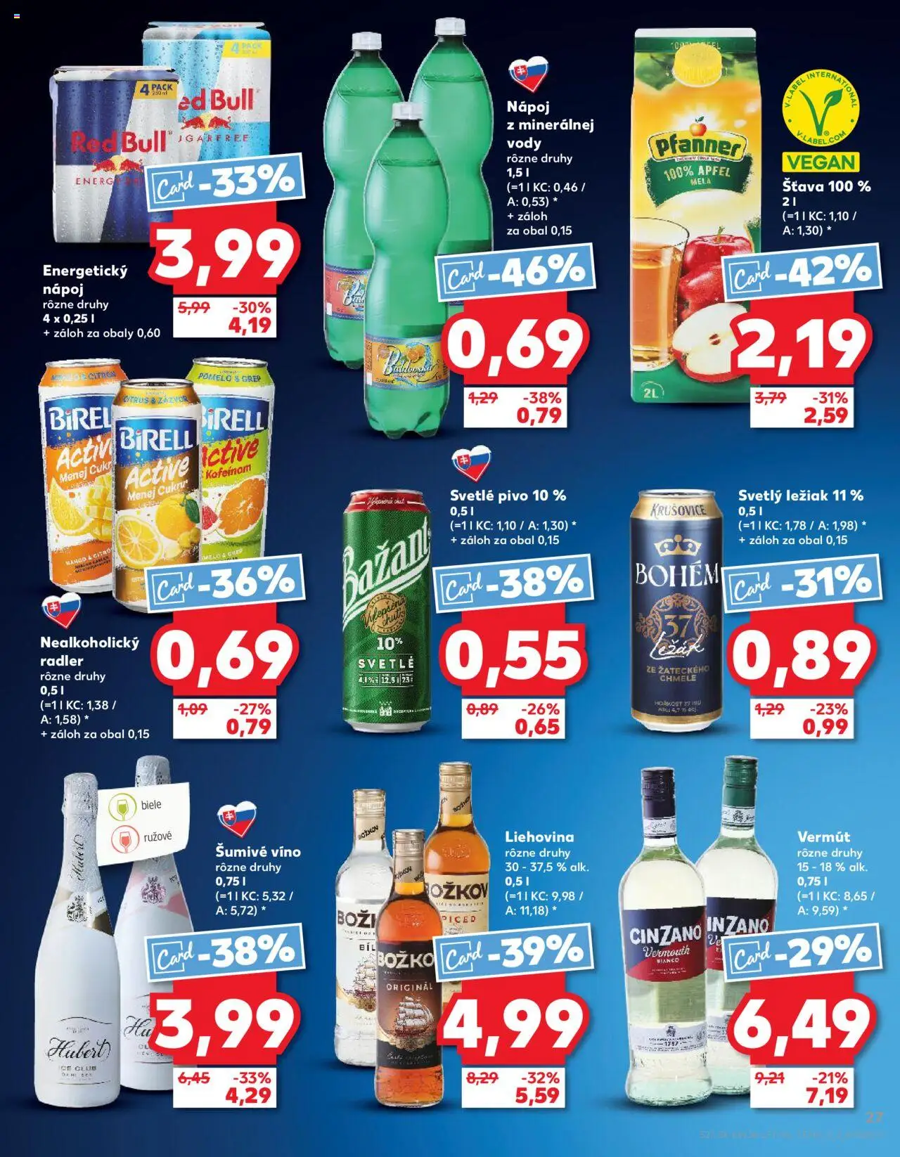 Nové Kaufland akcie – leták je platný od 21.08.2025 | Strana: 27 | Produkty: Birell, Božkov, Mango, Grep