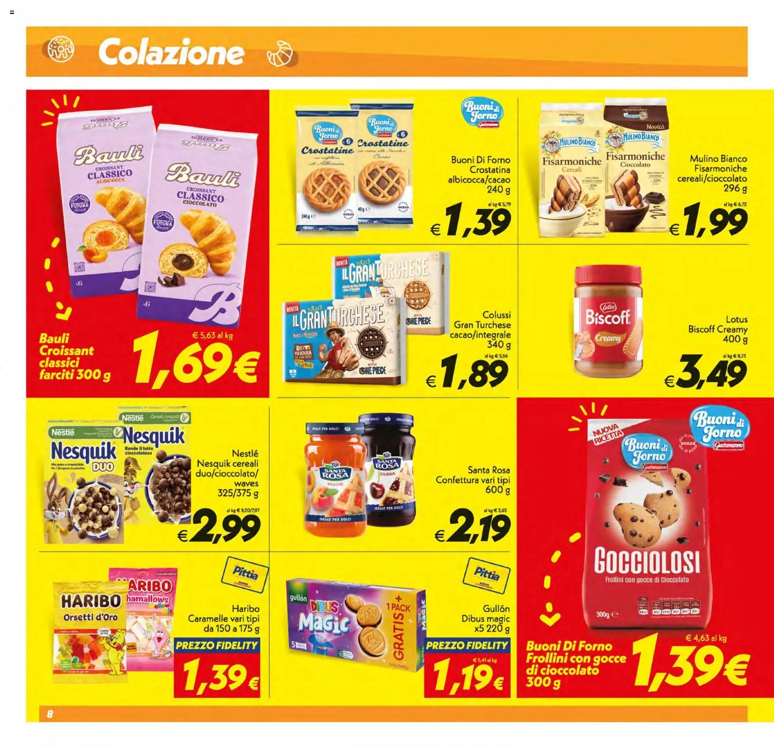 Volantino SuperConveniente del 21/08/2026 | Pagina: 8 | Prodotti: Caramelle, Cereali, Crostatine, Croissant