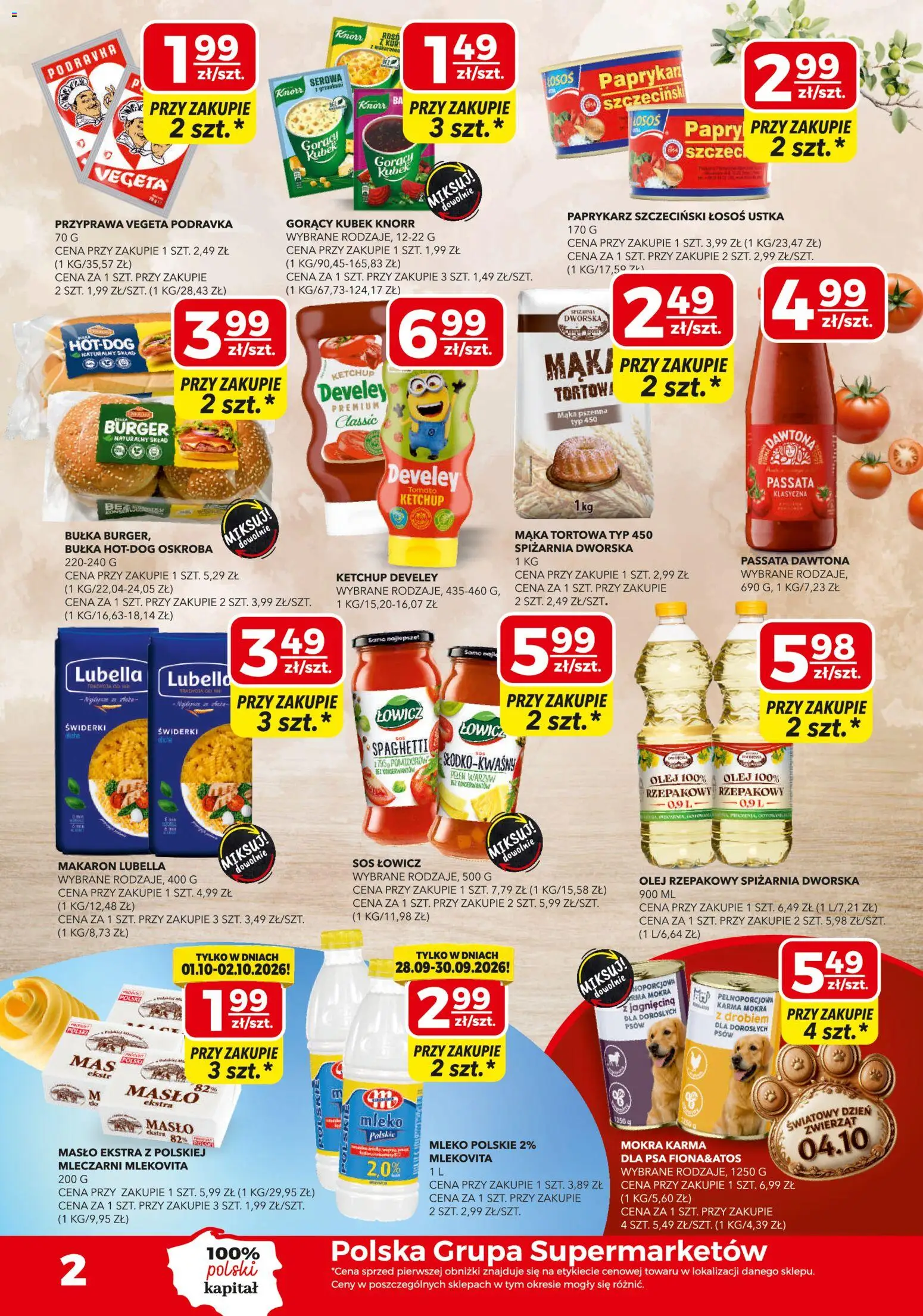 Top Market gazetka mini od 24.09.2026 | Strona: 2 | Produkty: Olej rzepakowy, Jagnięcina, Mąka tortowa, Mąka