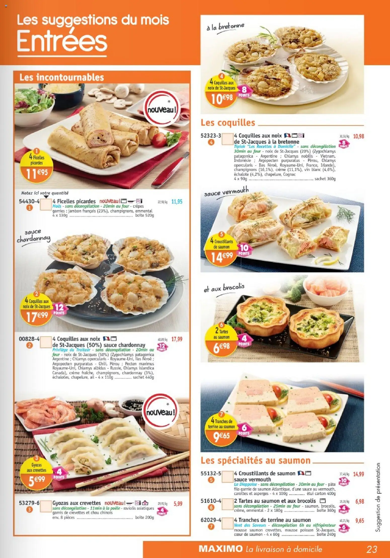 {H1} | Page: 23 | Produits: Échalote, Ail, Raviolis, Poisson