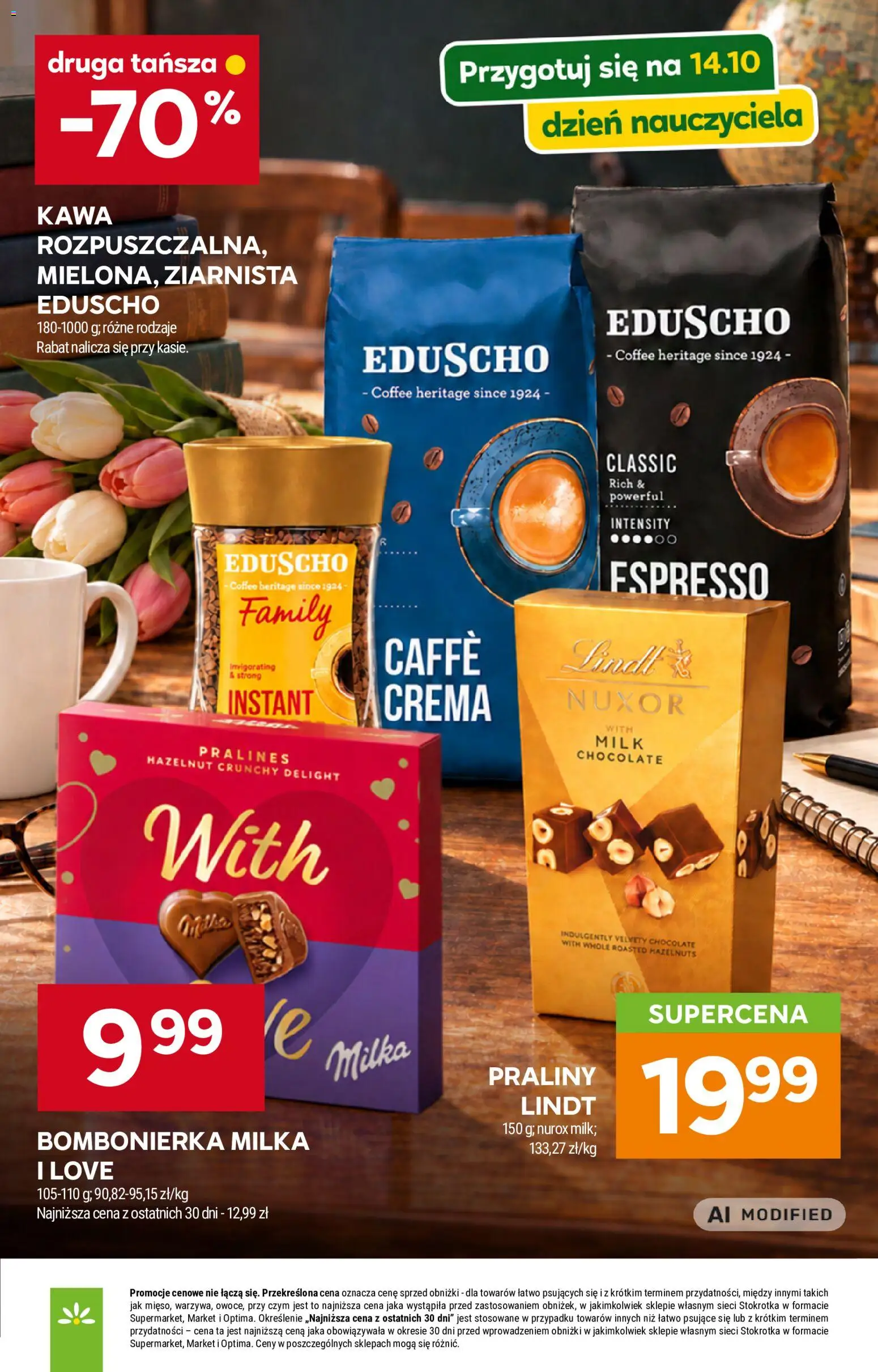 Stokrotka gazetka od 08.10.2026 | Strona: 10 | Produkty: Lindt, Praliny, Milka, Kawa