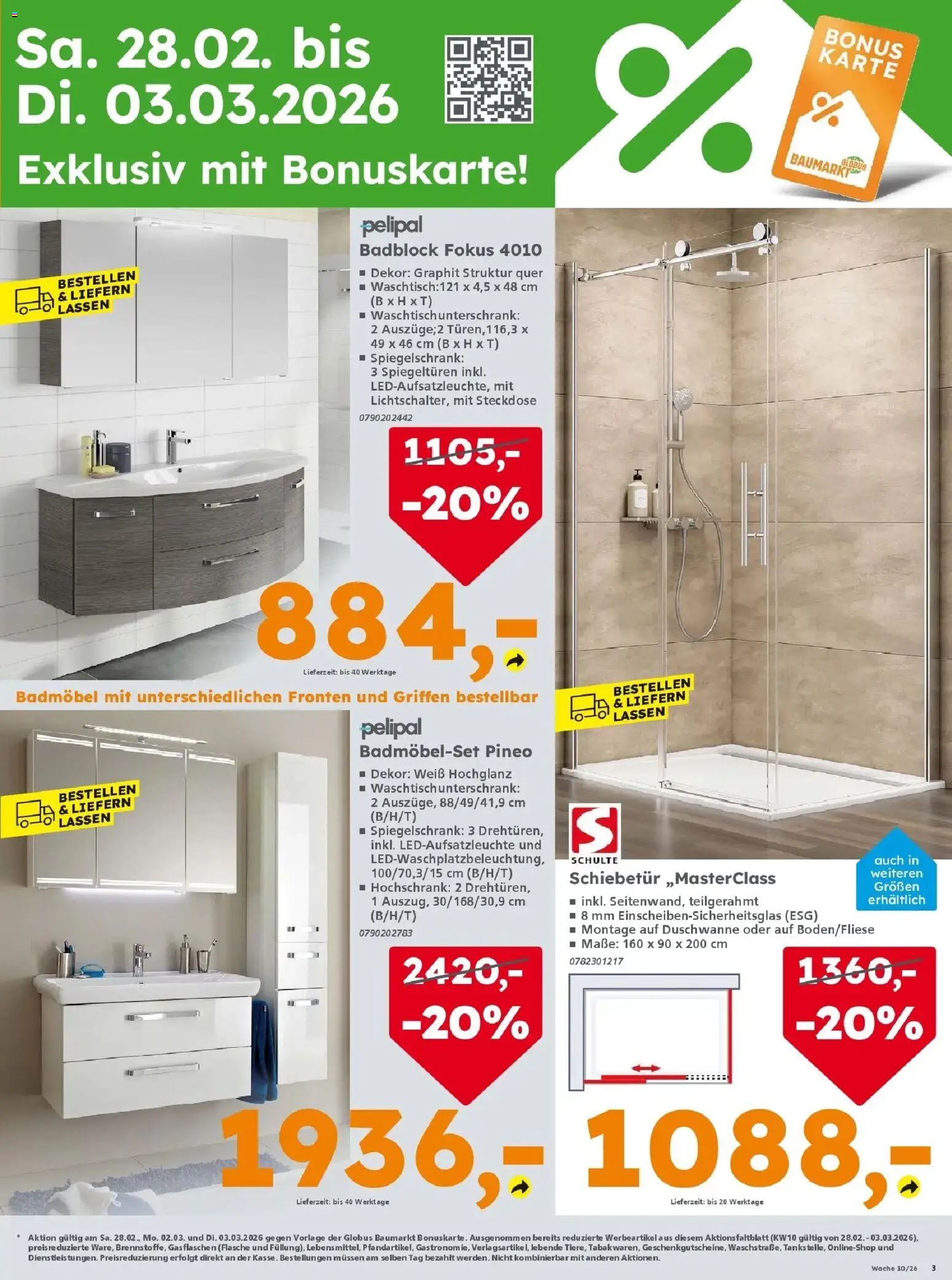 Globus Baumarkt prospekt Lahnstein	 – gültig ab 28.02.2026 | Seite: 3 | Produkte: Steckdose, Spiegelschrank, Hochschrank