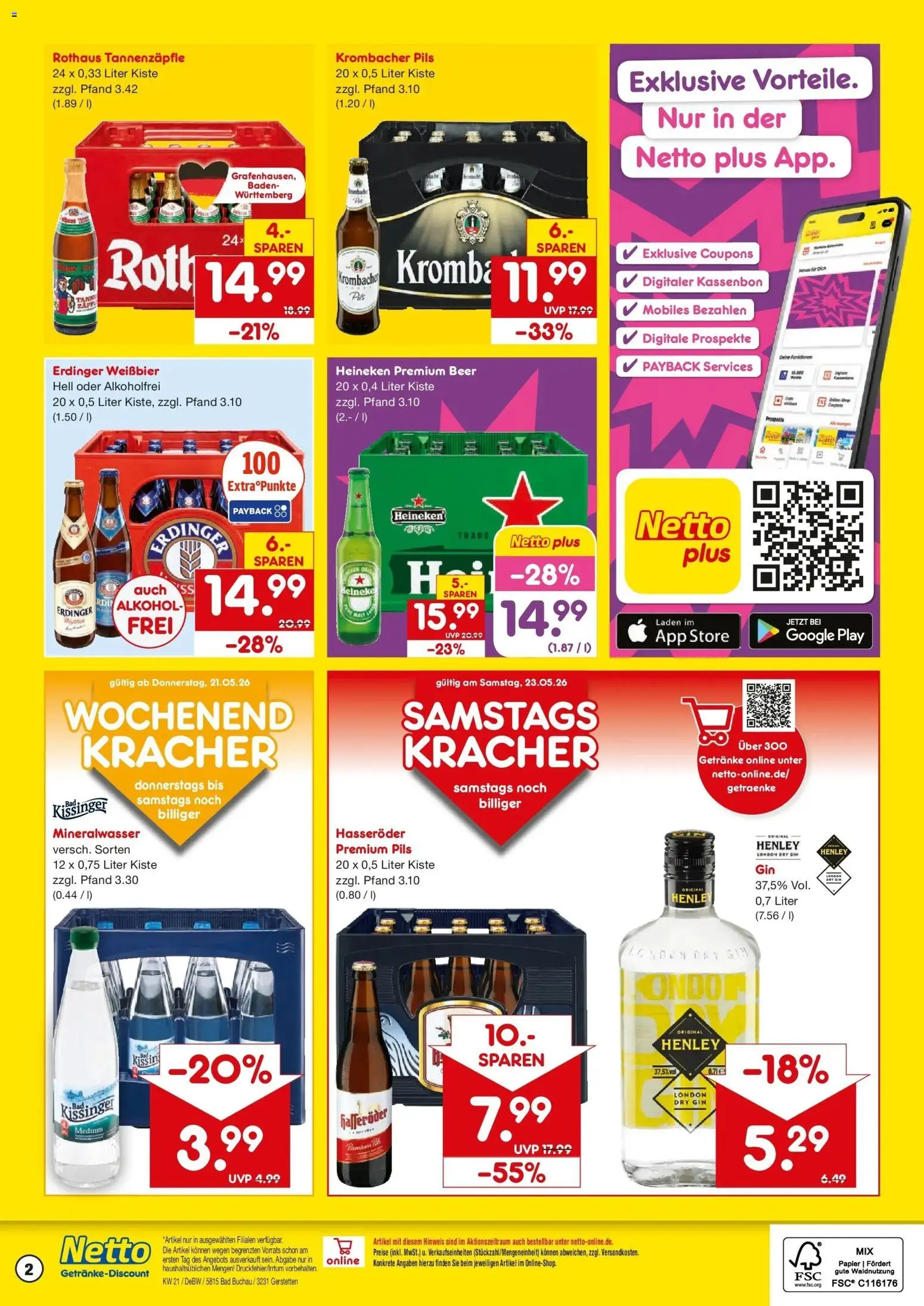 Netto Marken-Discount Prospekt Gerstetten – gültig ab 17.05.2026 | Seite: 2 | Produkte: Erdinger, Pils, Heineken, Hasseröder