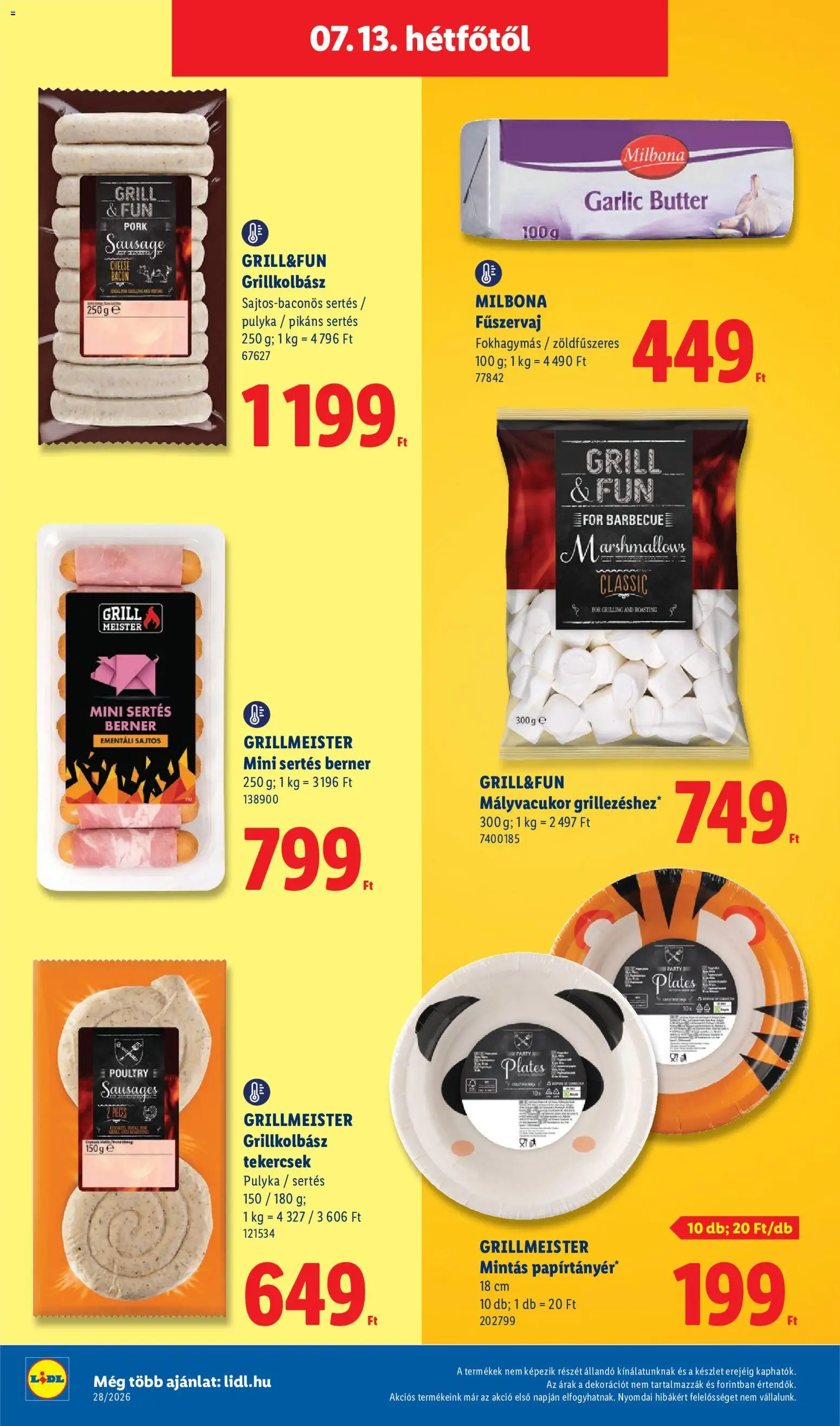 Lidl akciós ujság - amely érvényes a következő dátumtól: 2026.07.09. | Oldal: 70 | Termékek: Grillkolbász, Grill, Mályvacukor, Fűszervaj