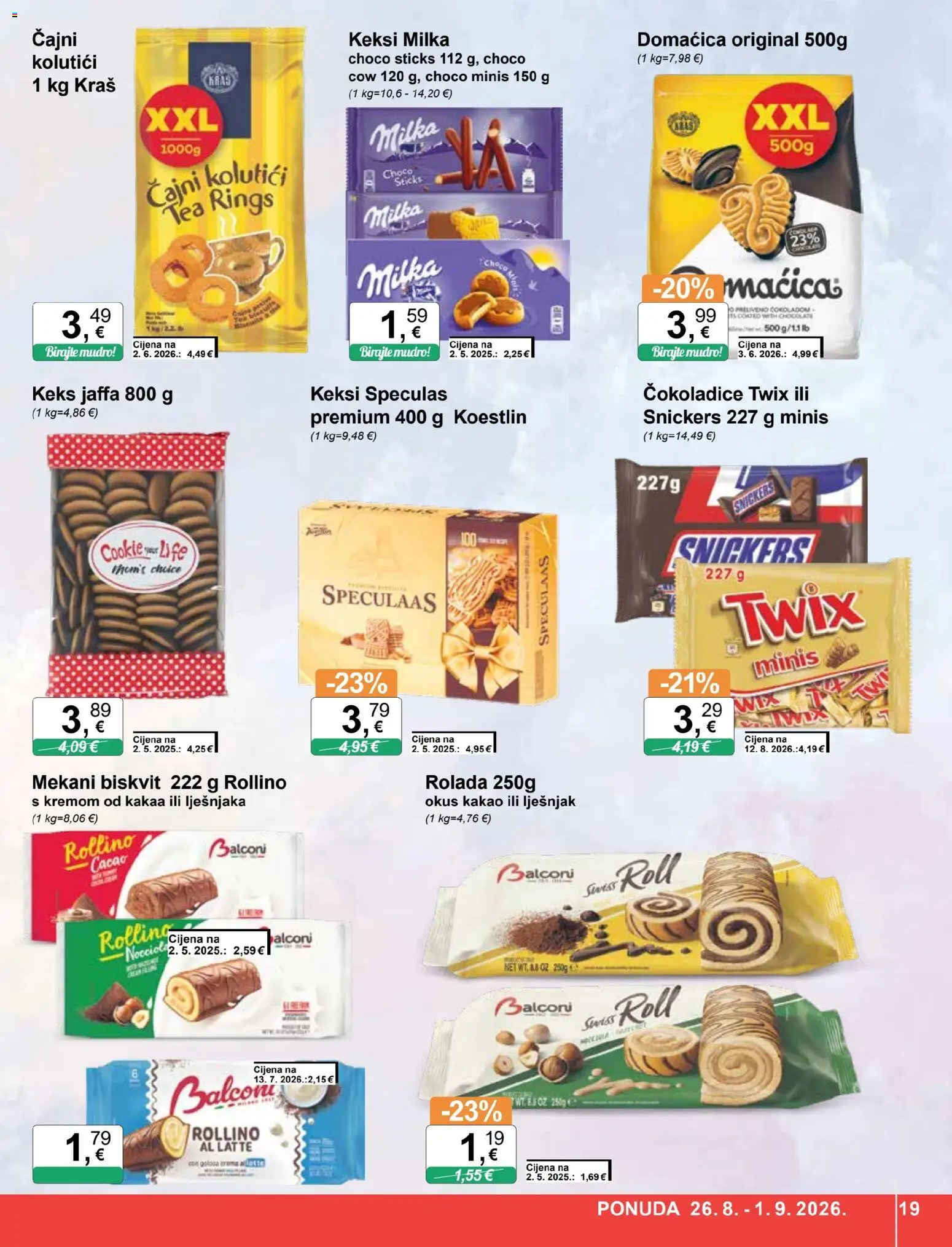 KTC katalog | vrijedi od 26.08.2026 | Stranica: 19 | Proizvodi: Cokoladice, Lješnjak, Milka, Kakao