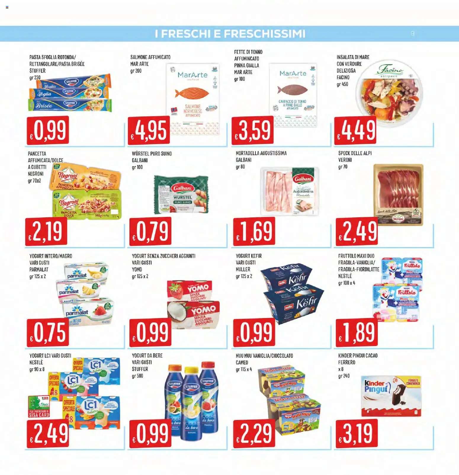 Volantino SISA del 01/10/2026 | Pagina: 9 | Prodotti: Salmone affumicato, Yogurt, Carpaccio, Insalata