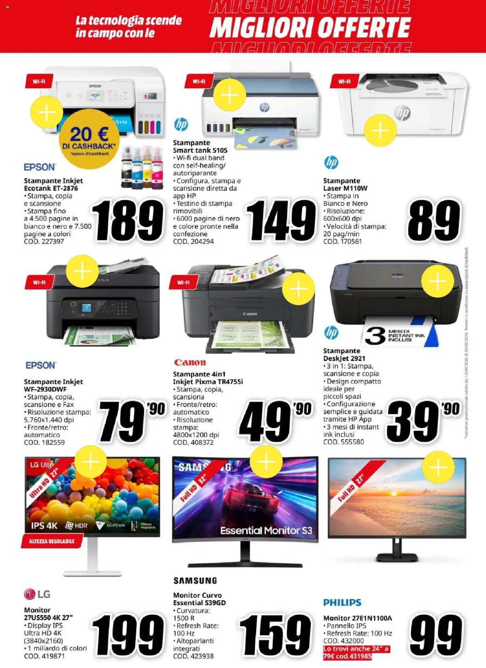 Volantino Media World del 18.05.2026 | Pagina: 14 | Prodotti: Monitor, Stampante, Stampa, Samsung