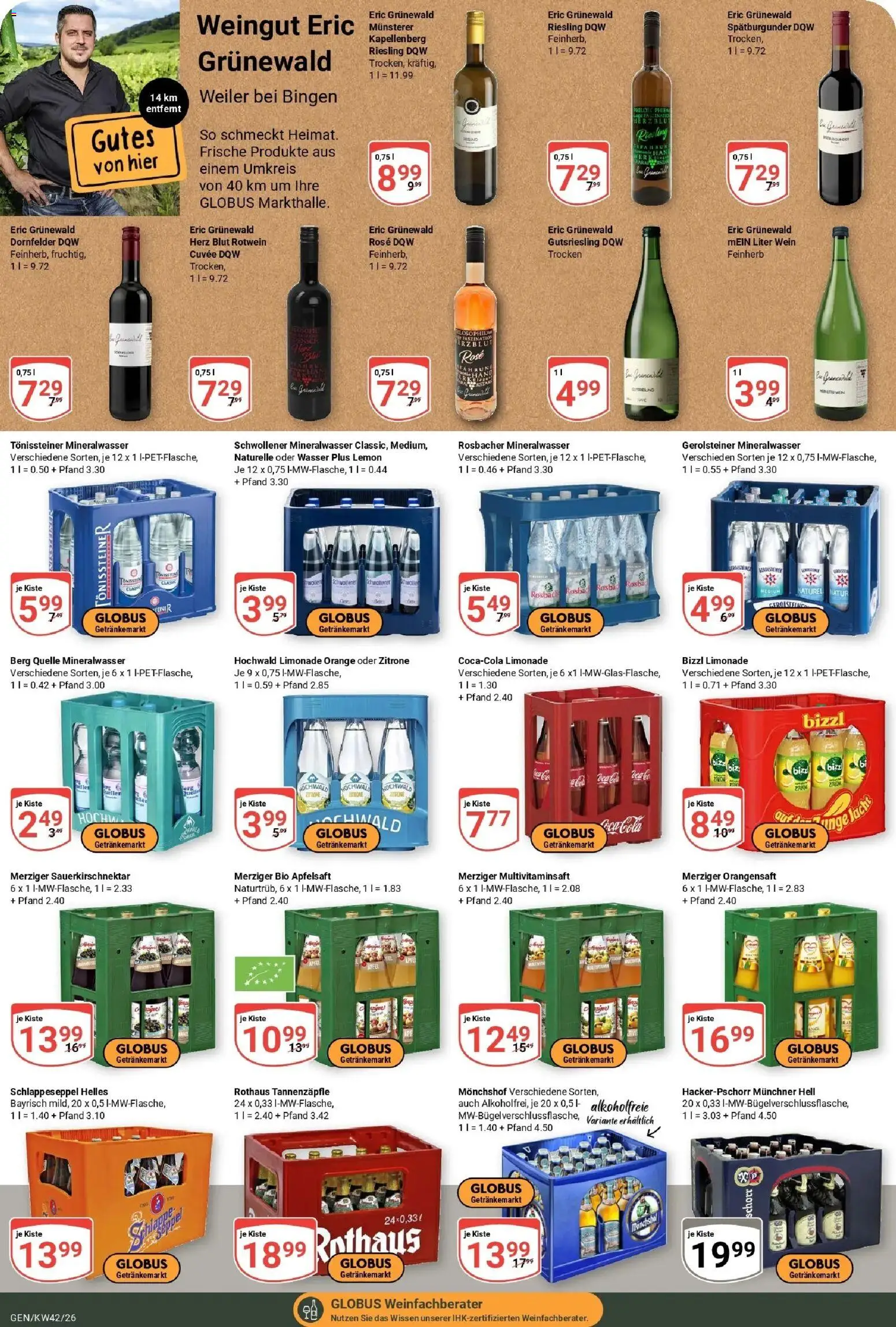 Globus Prospekt Gensingen (ab 12.10.2026) » Angebote online | Seite: 20 | Produkte: Monchshof, Rotwein, Äpfel, Zitrone