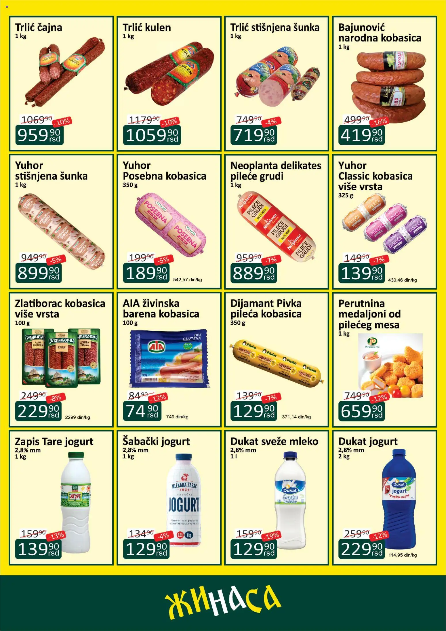 ŽINASA katalog - važi od 01.09.2026 | Strana: 2 | Proizvode: Pileće grudi, Sveže mleko, Kulen, Mleko