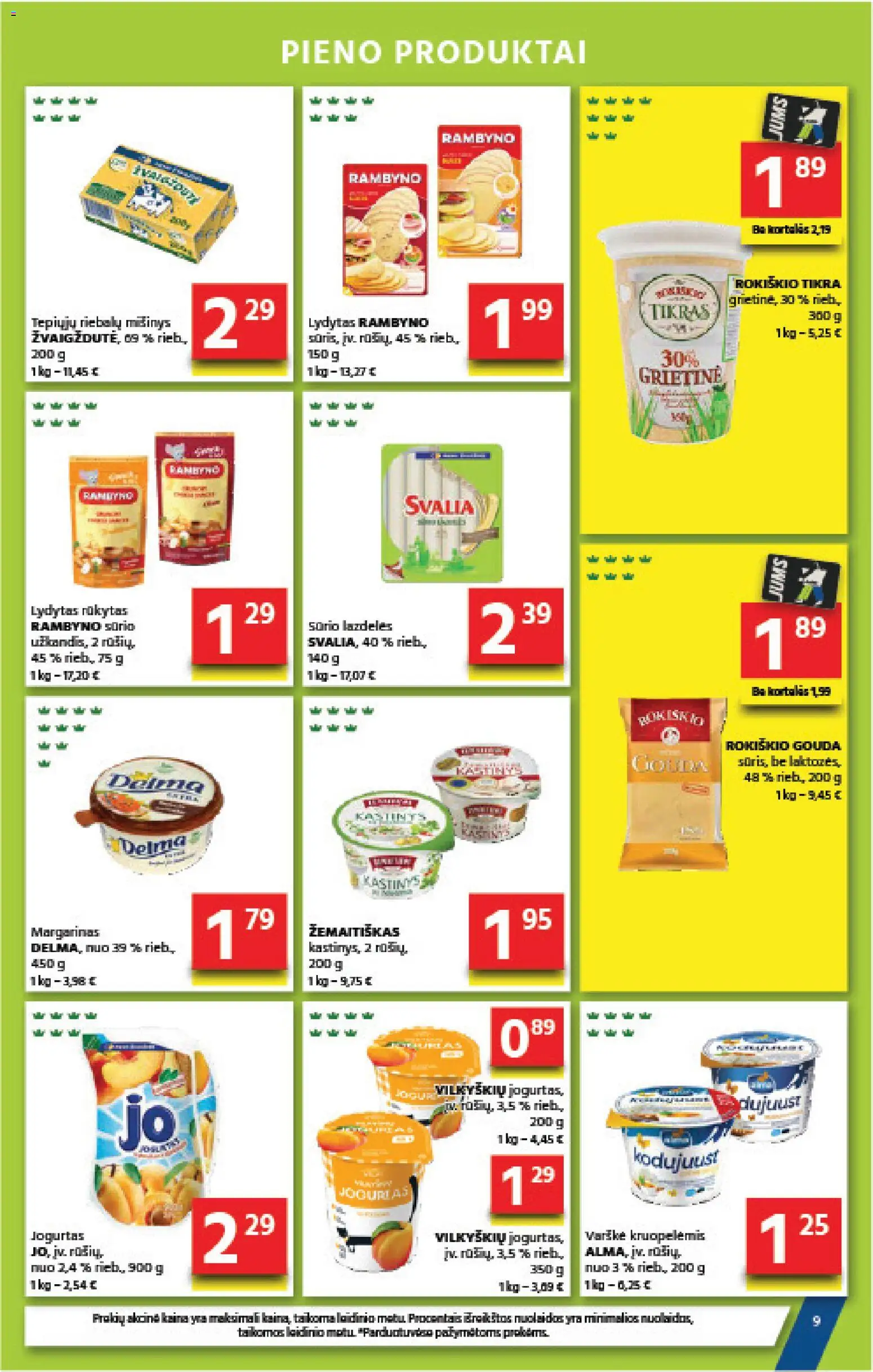 Gulbele akcijos nuo 2026.09.17 | Puslapis: 9 | Prekių: Margarinas, Jogurtas, Varškė, Grietinė