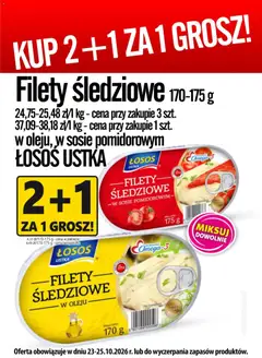 Pogląd oferty "Prim Market promocja - Filety Śledziowe Łosoś Ustka" - ważna od 23.10.2026